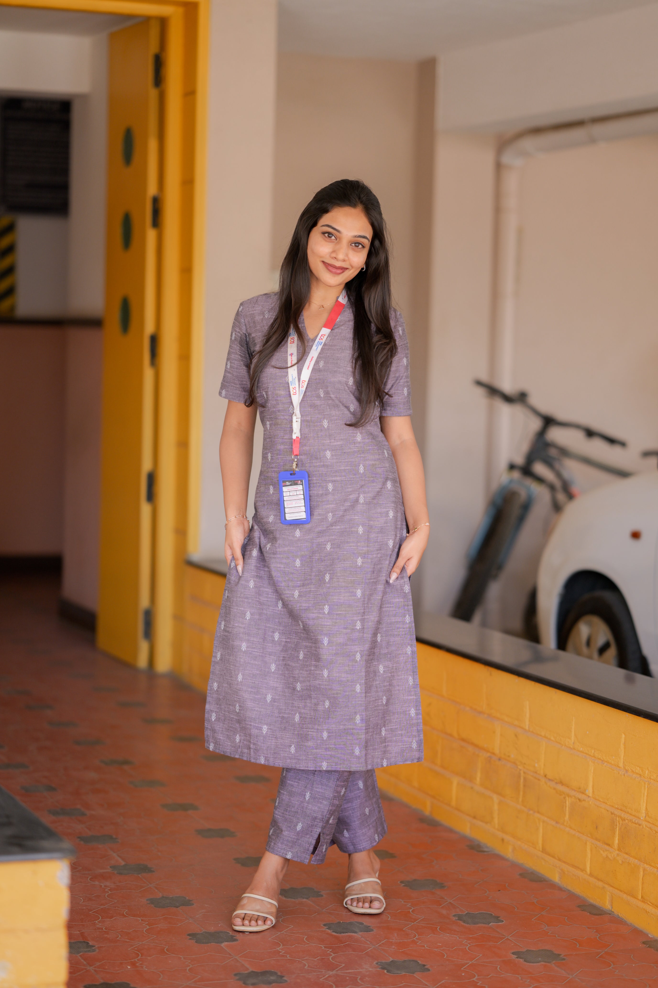 Yaanvi (purple) - linen handloom cotton kurta set in purple