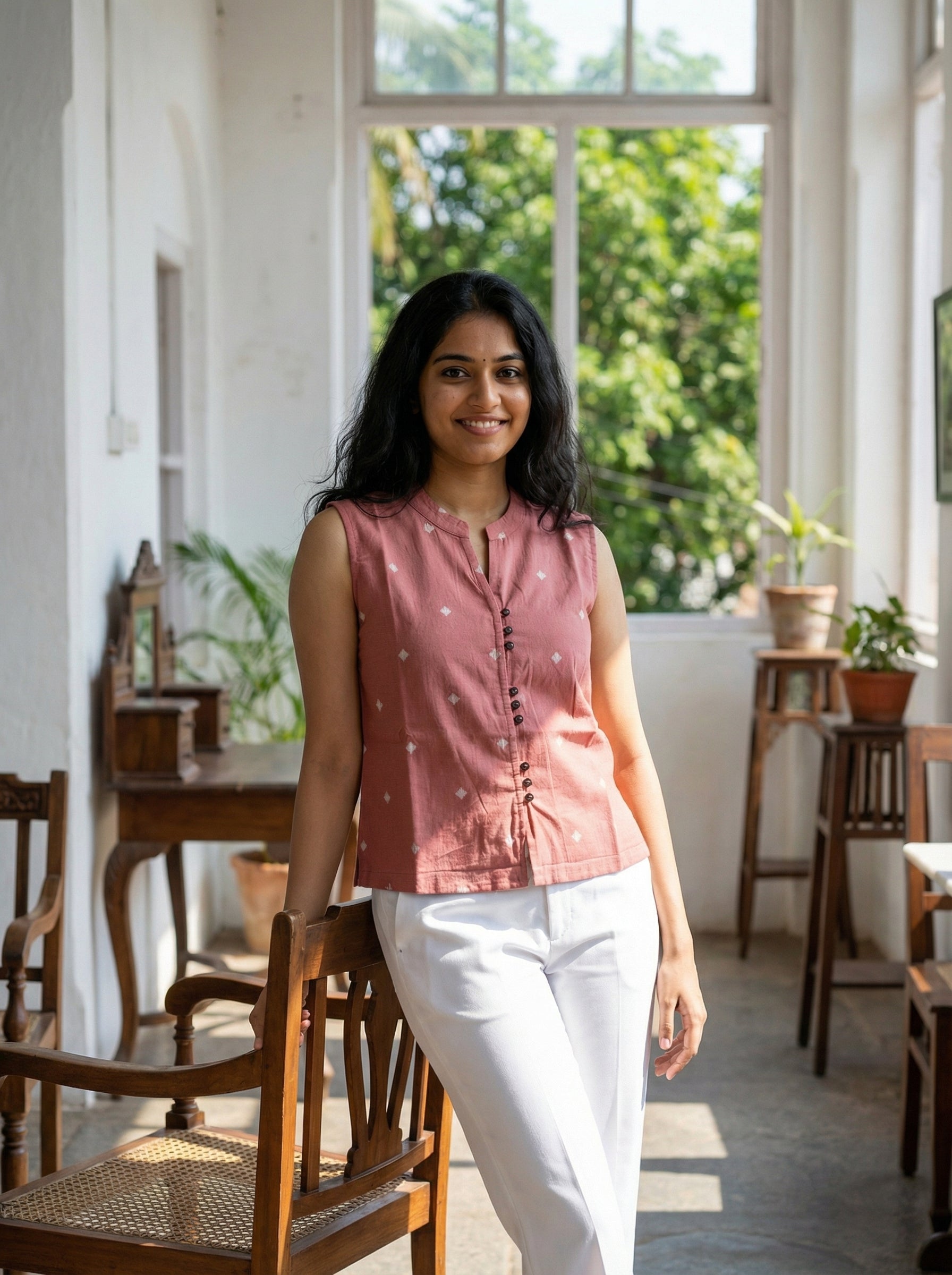 Crop top #29- handloom organic cotton top in peach