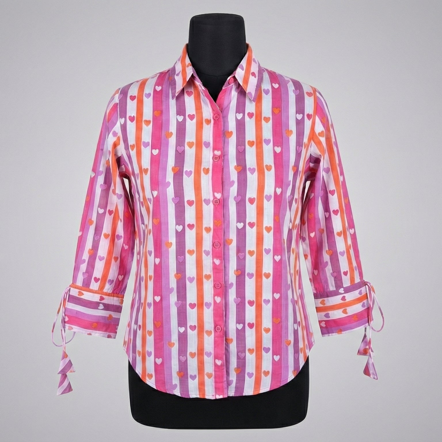 Women's shirt 28- Cute heart printed organic cotton shirt in multi colour
