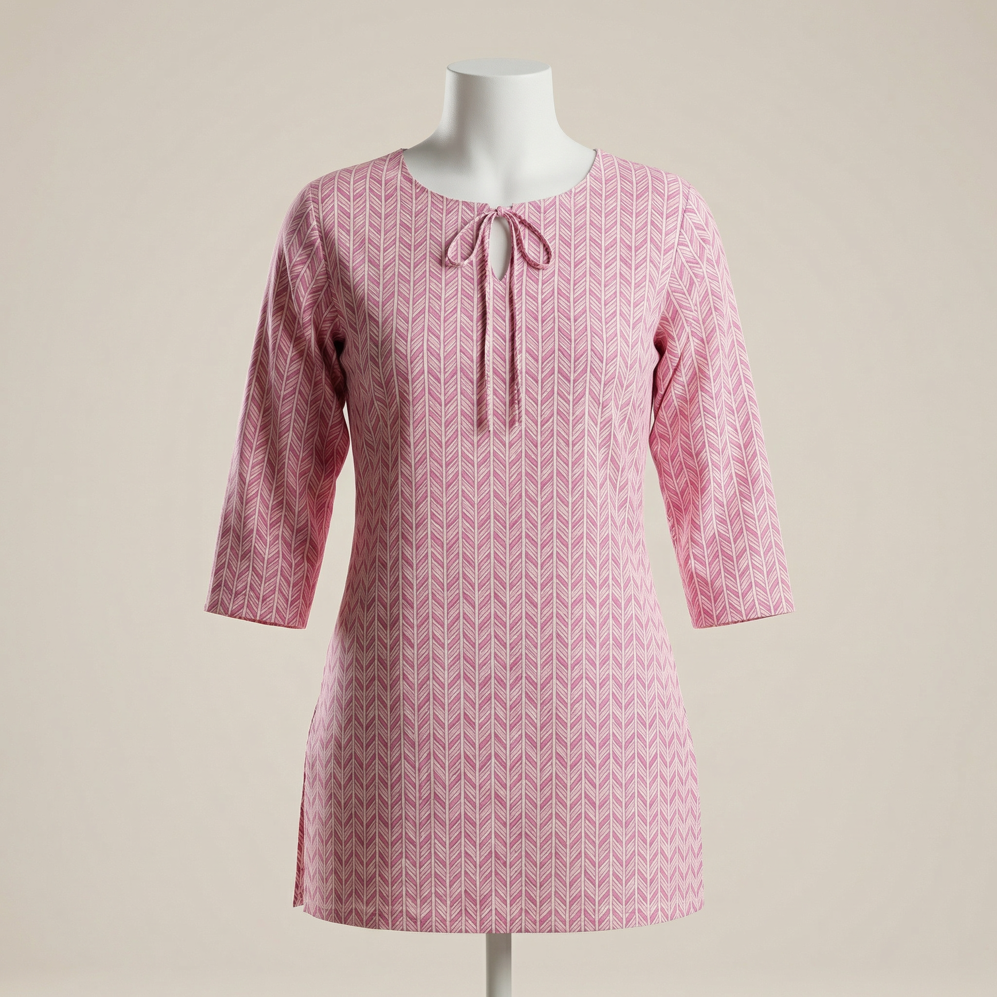 Short Kurti 35- Organic cotton short kurti in baby pink