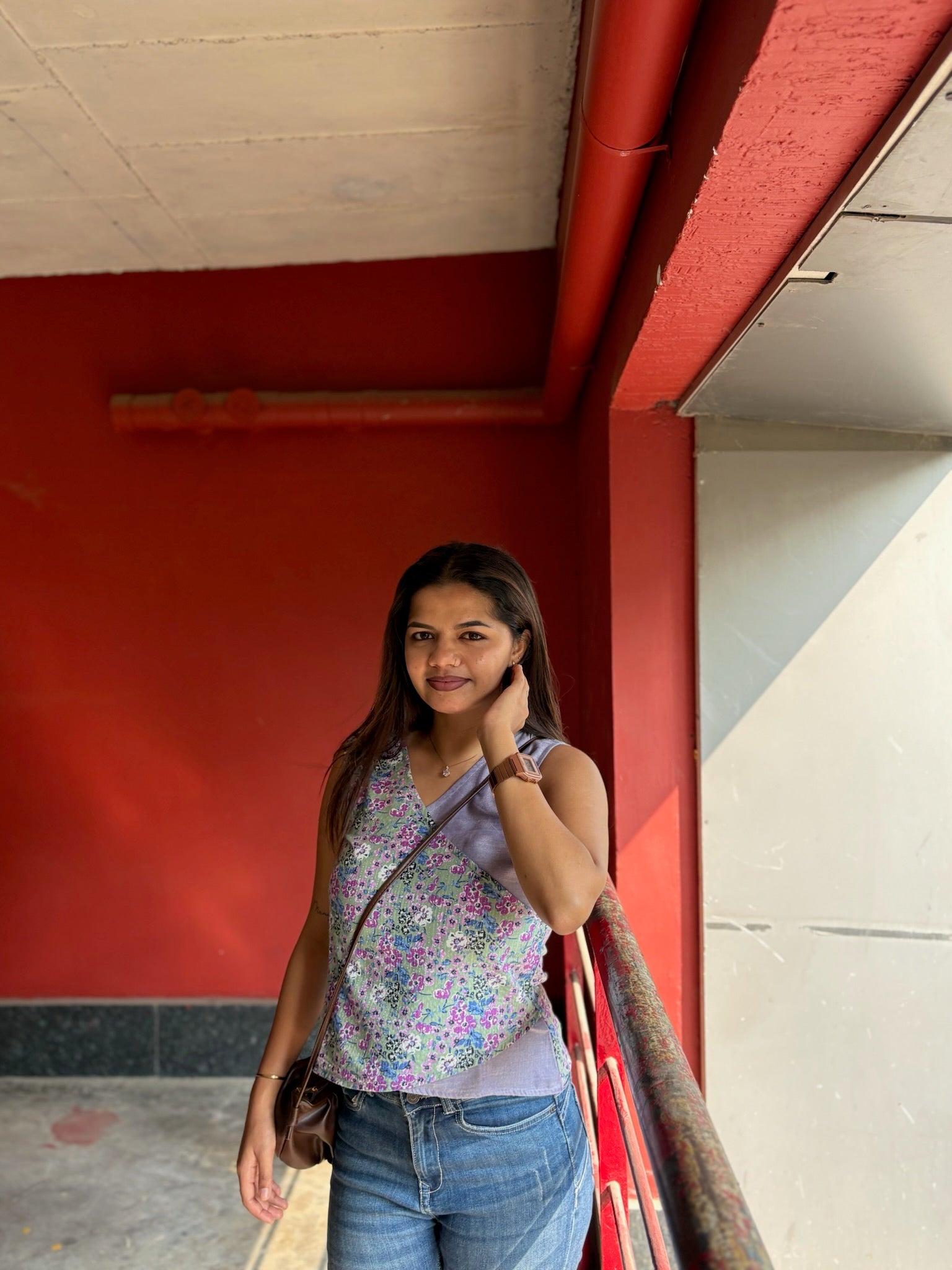 Crop top #6 - Floral printed organic top in lavender