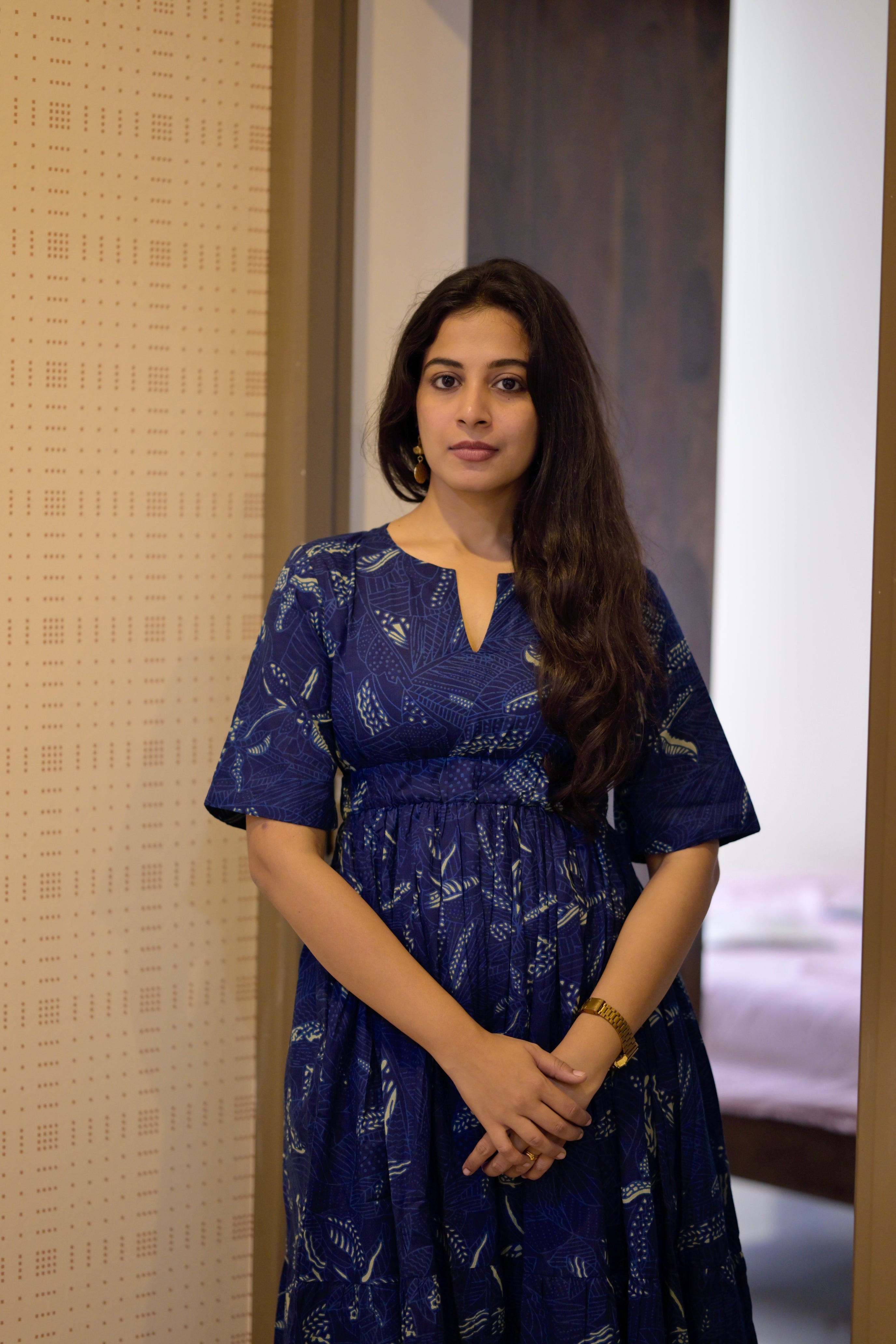 Dress 29 - Organic cotton maxi dress in indigo blue