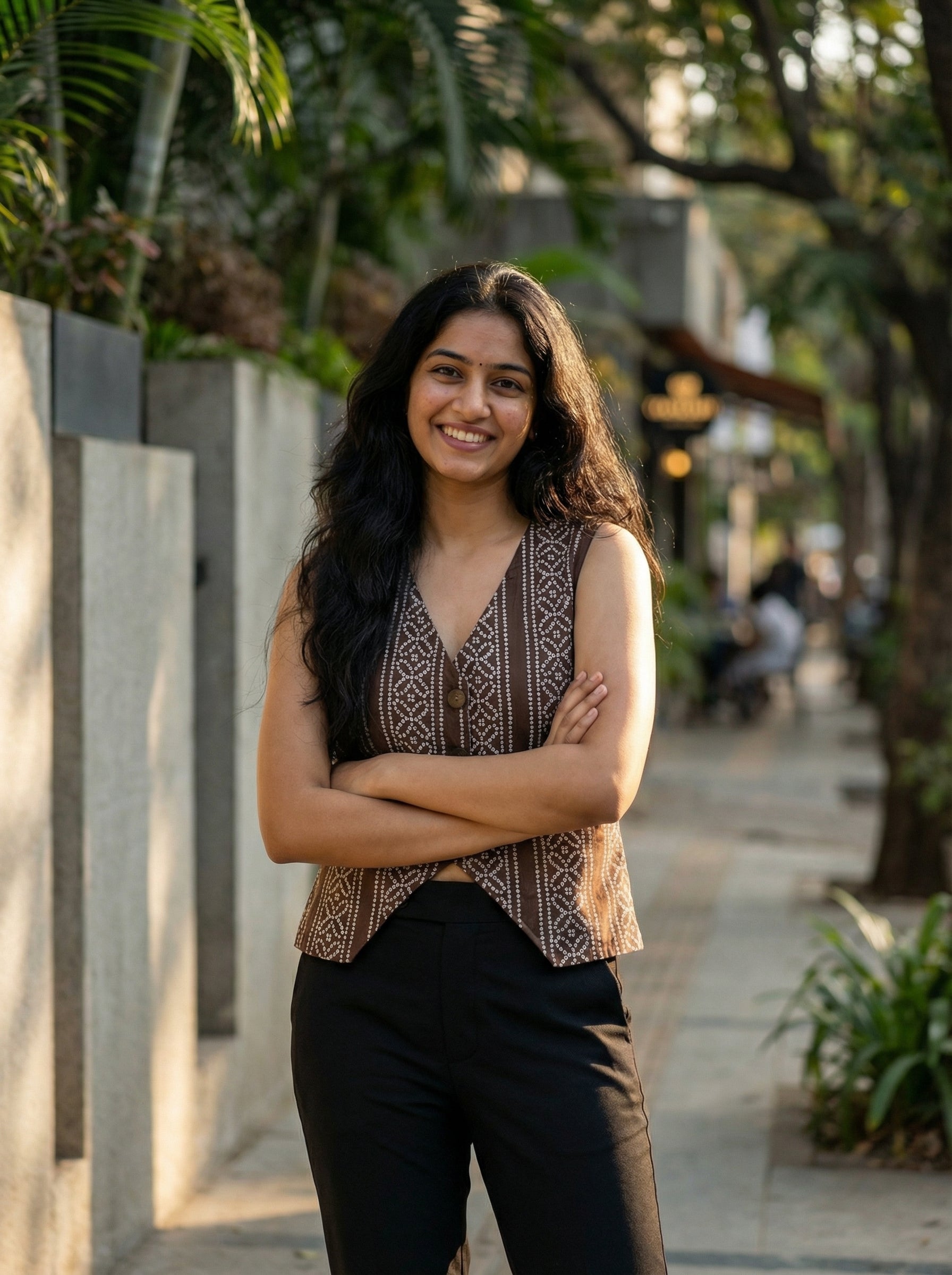 Crop top #41- handloom organic cotton top in brown & white