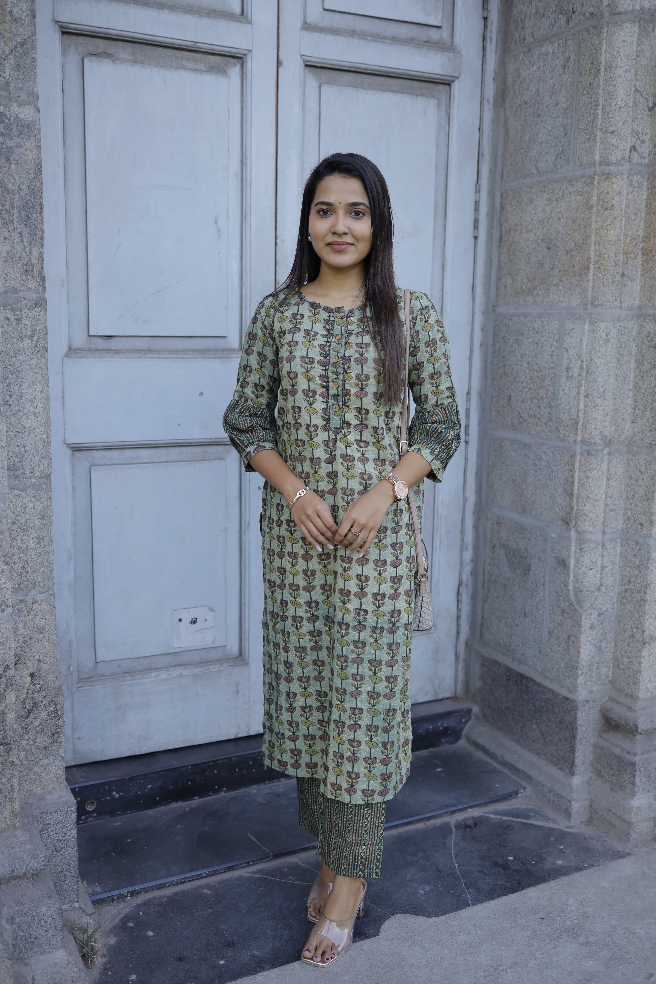 Namita - ajrakh dabu hand block printed kurta in green