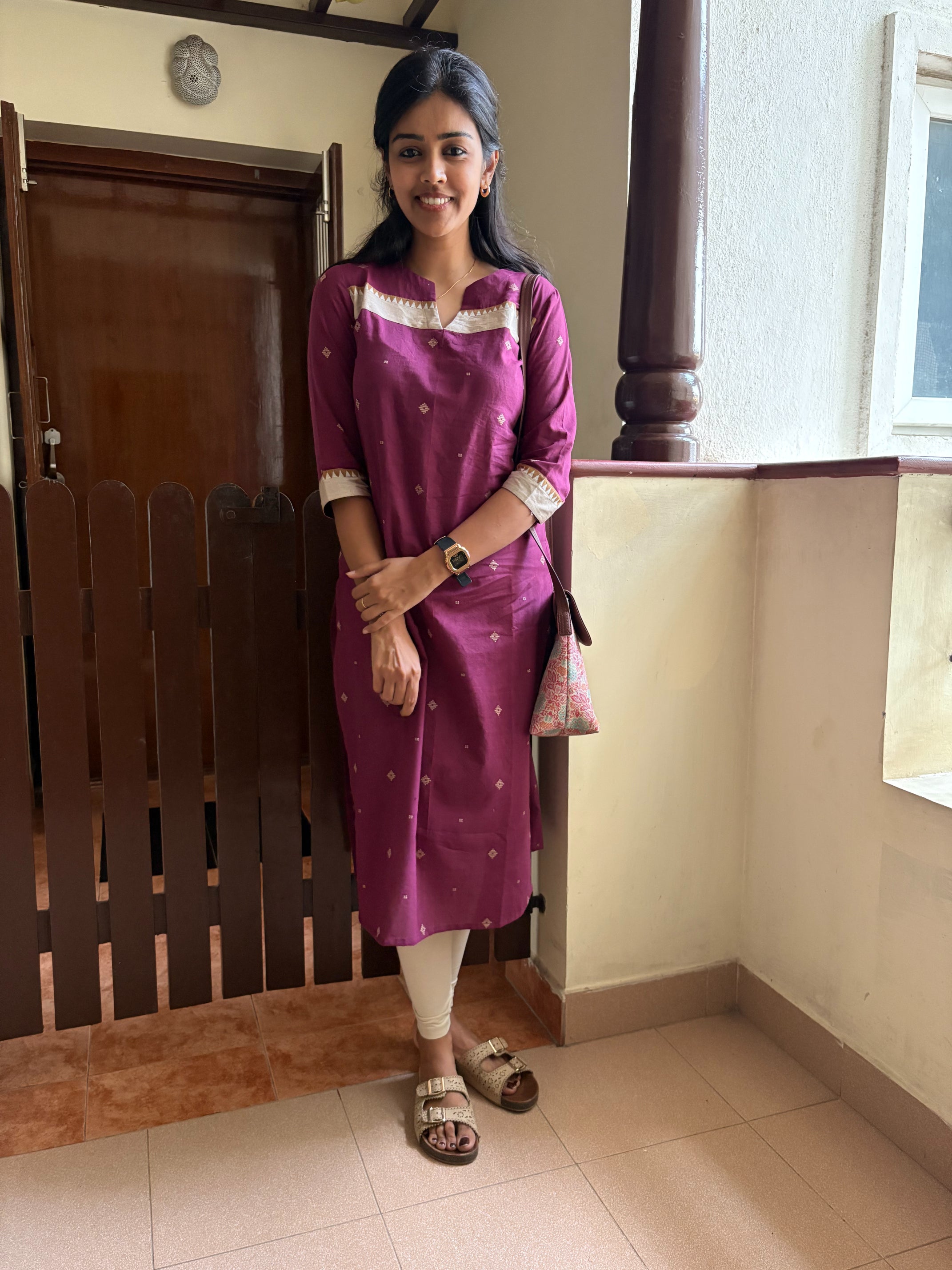 Nayanthara #19-handloom cotton kurti in maroon