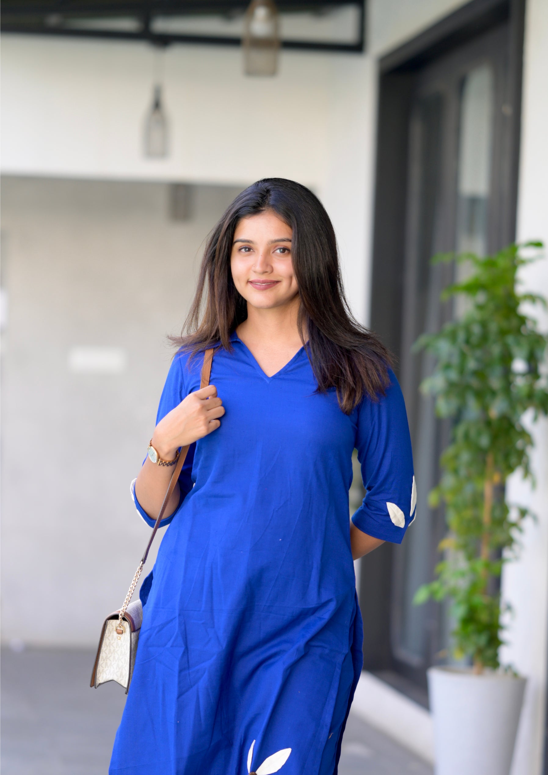 Savanna (royal blue) - Cotton flex co-ord set with appliqué work in royal blue