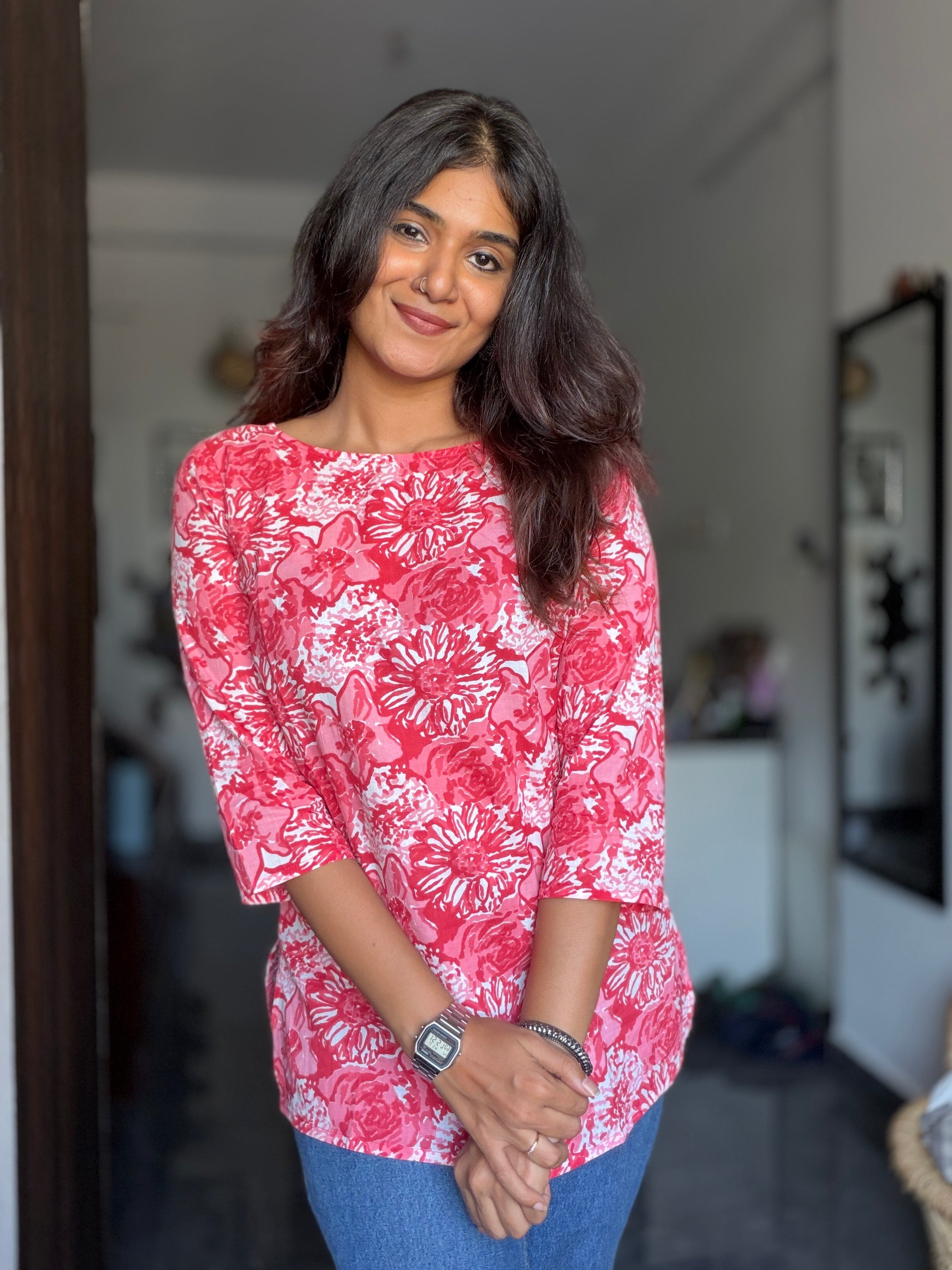 Short Kurti 20 - Organic cotton short kurti in pink