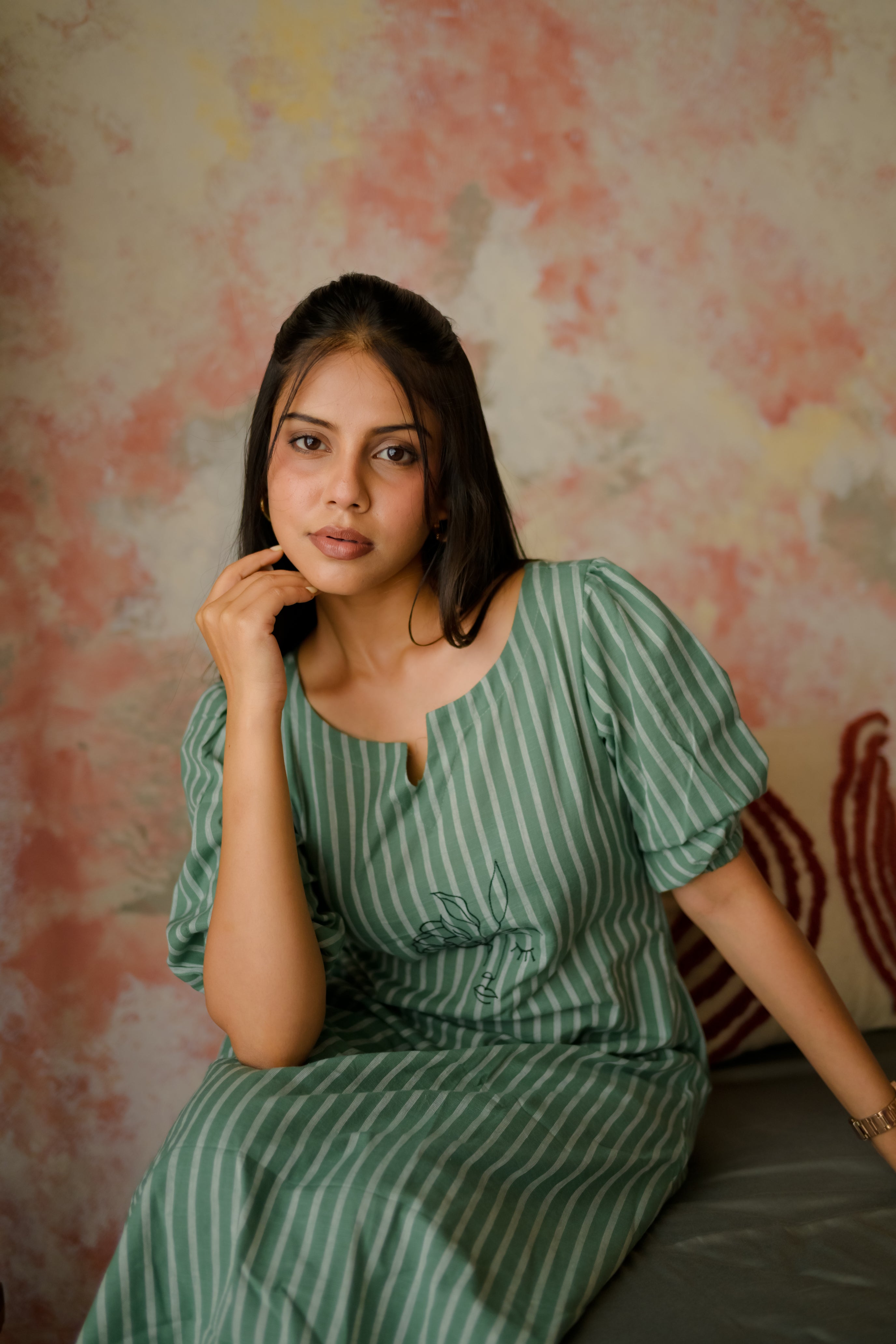 Sage Whisper Coord Set - Handloom Cotton Kurta Set in Soft muted green