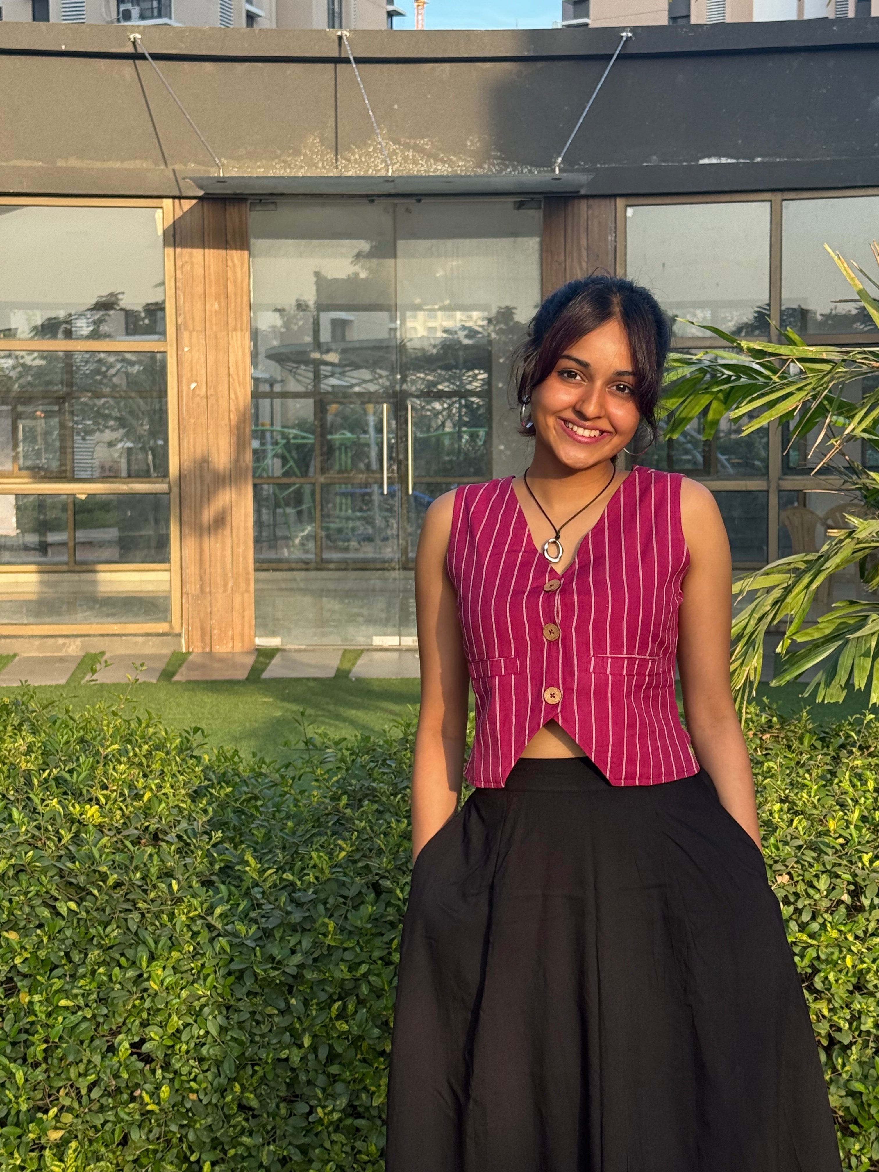 Crop top #17 - handloom organic cotton top in pink colour