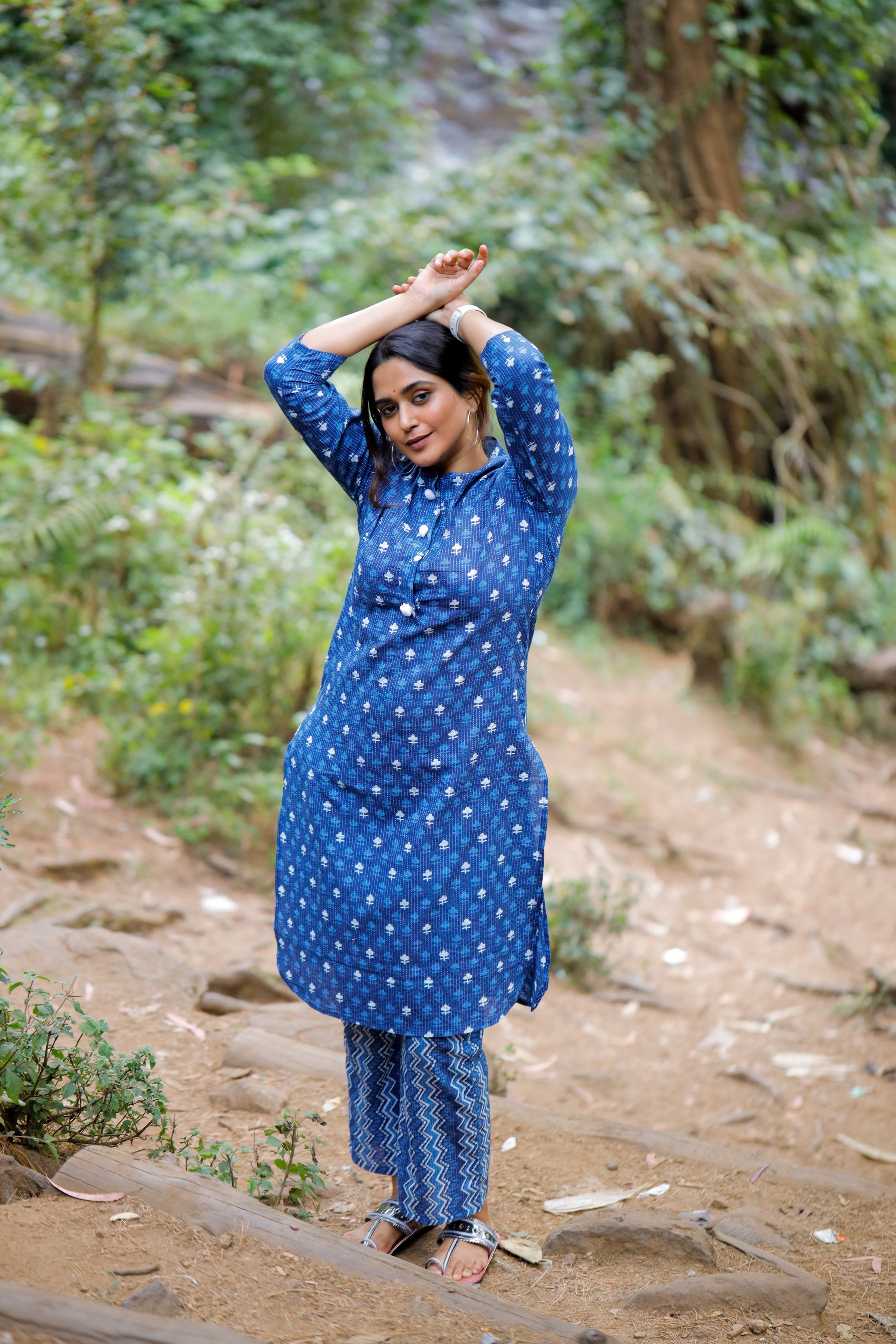 Laura coord set -  organic kantha cotton coord set  in  indigo