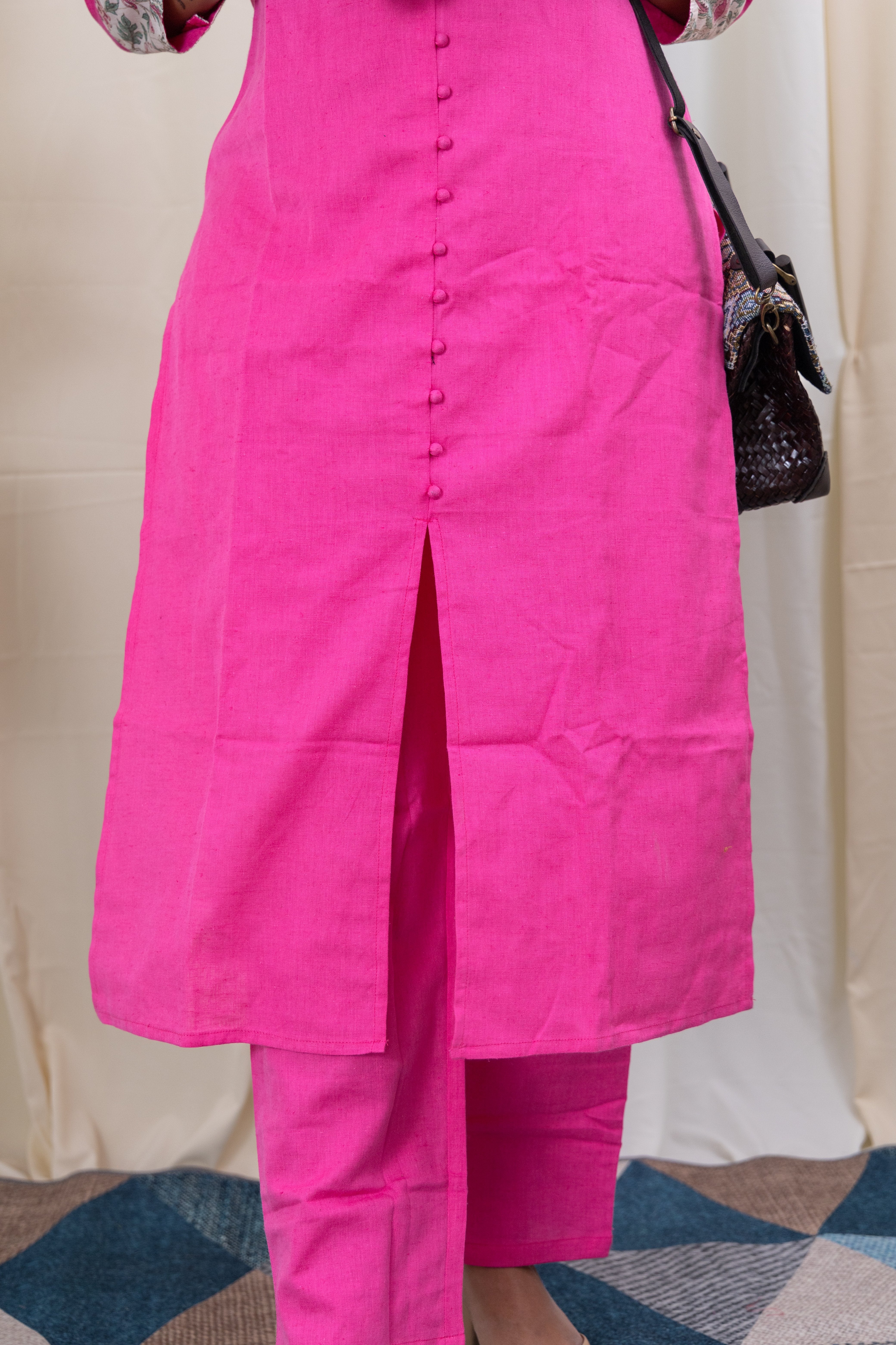 Shanaya - handloom flex cotton kurta set in pink