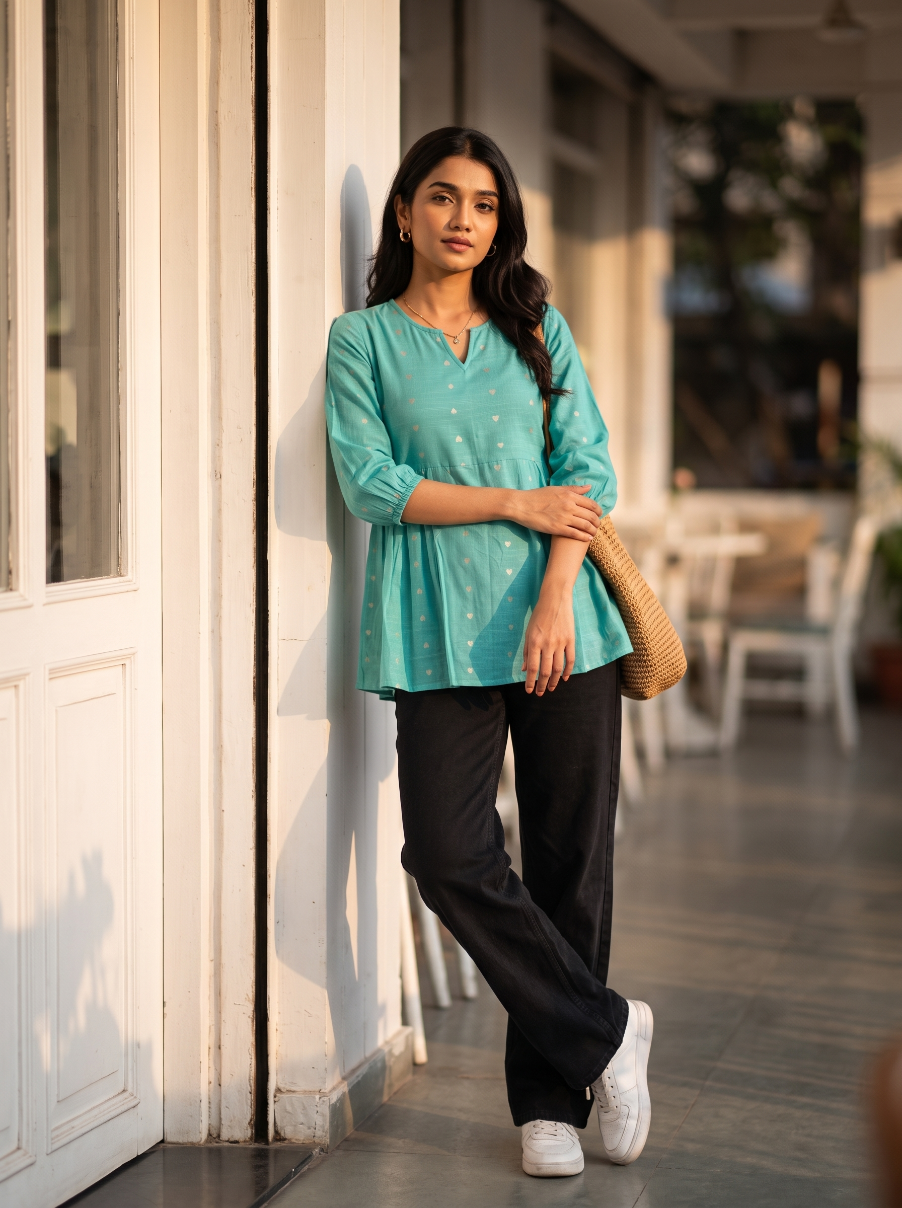 Short Kurti 49 – Organic Cotton Short Kurti in Aqua Blue