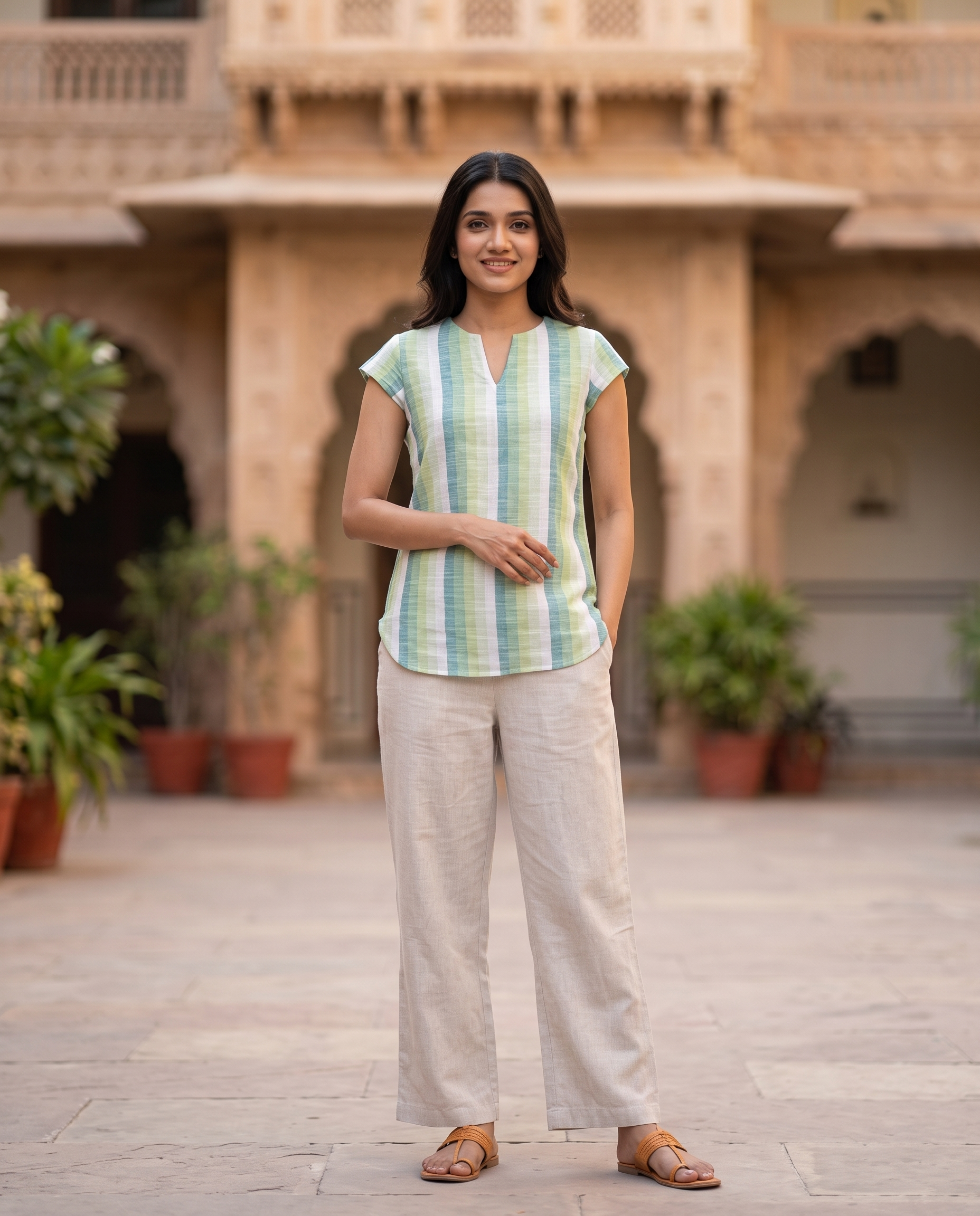 Short Kurti 50 – Organic Cotton Short Kurti in Pastel Green
