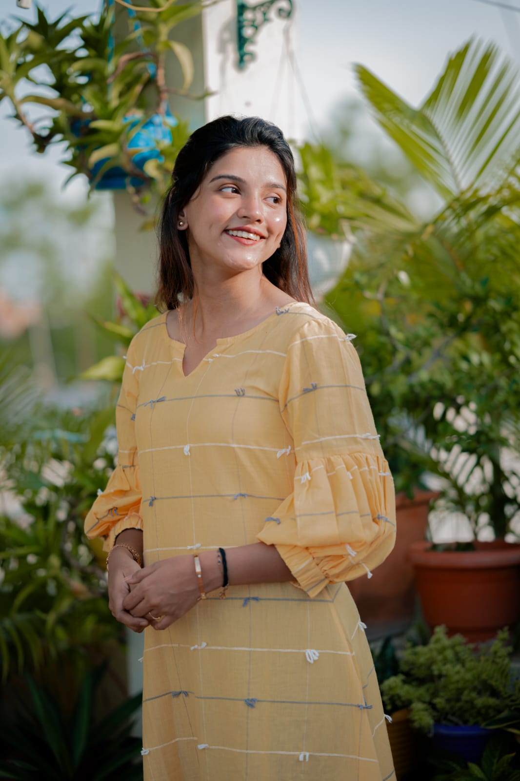 Dress 13 - Handloom cotton A line dress in Yellow