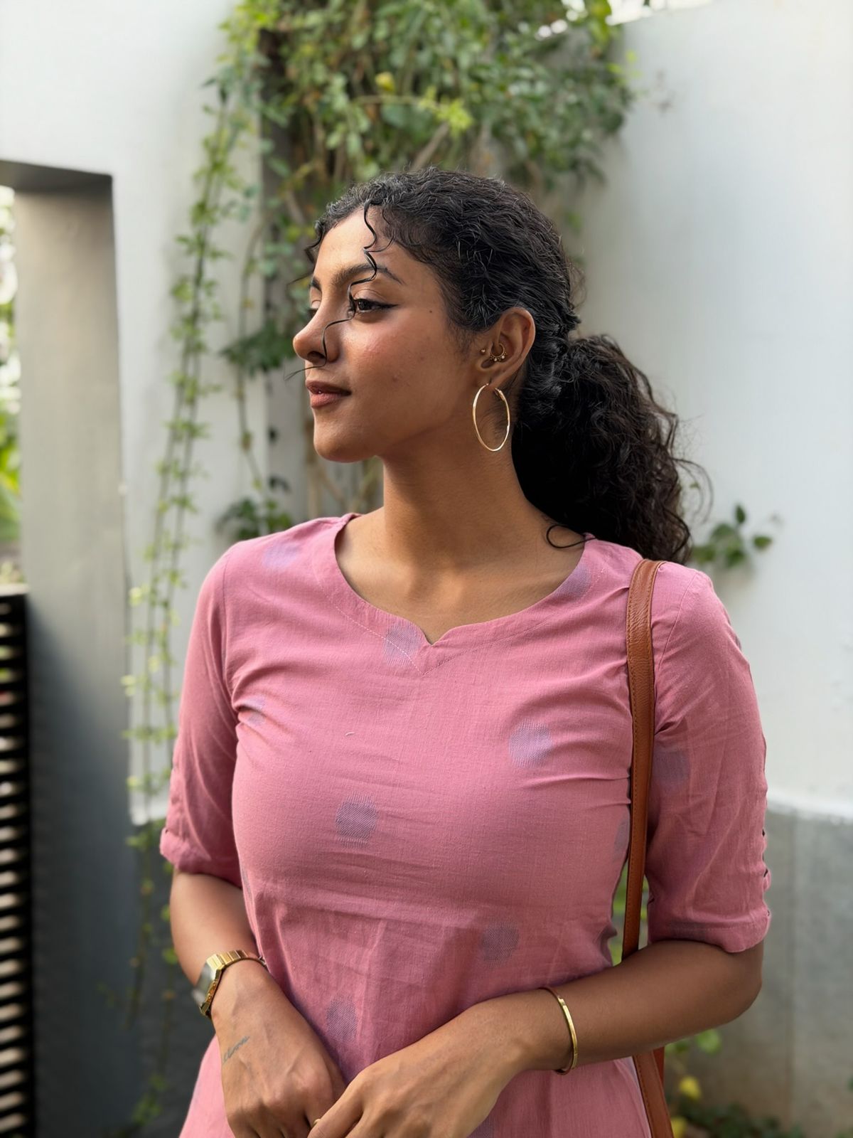 Rosy (Pink) - Handloom Cotton Kurta coord set in Dusty Pink