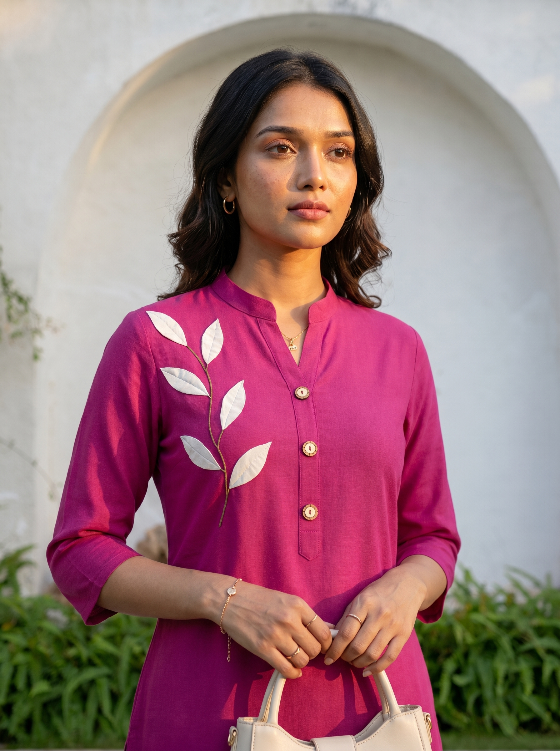 Savanna (hot pink)- Cotton flex co-ord set with appliqu茅 work in hot pink