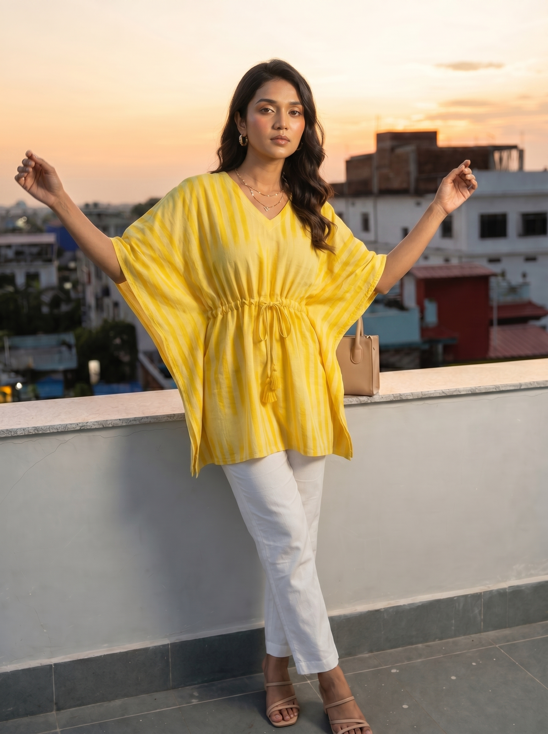 Kaftan Top #71- Organic cotton kaftan top in yellow