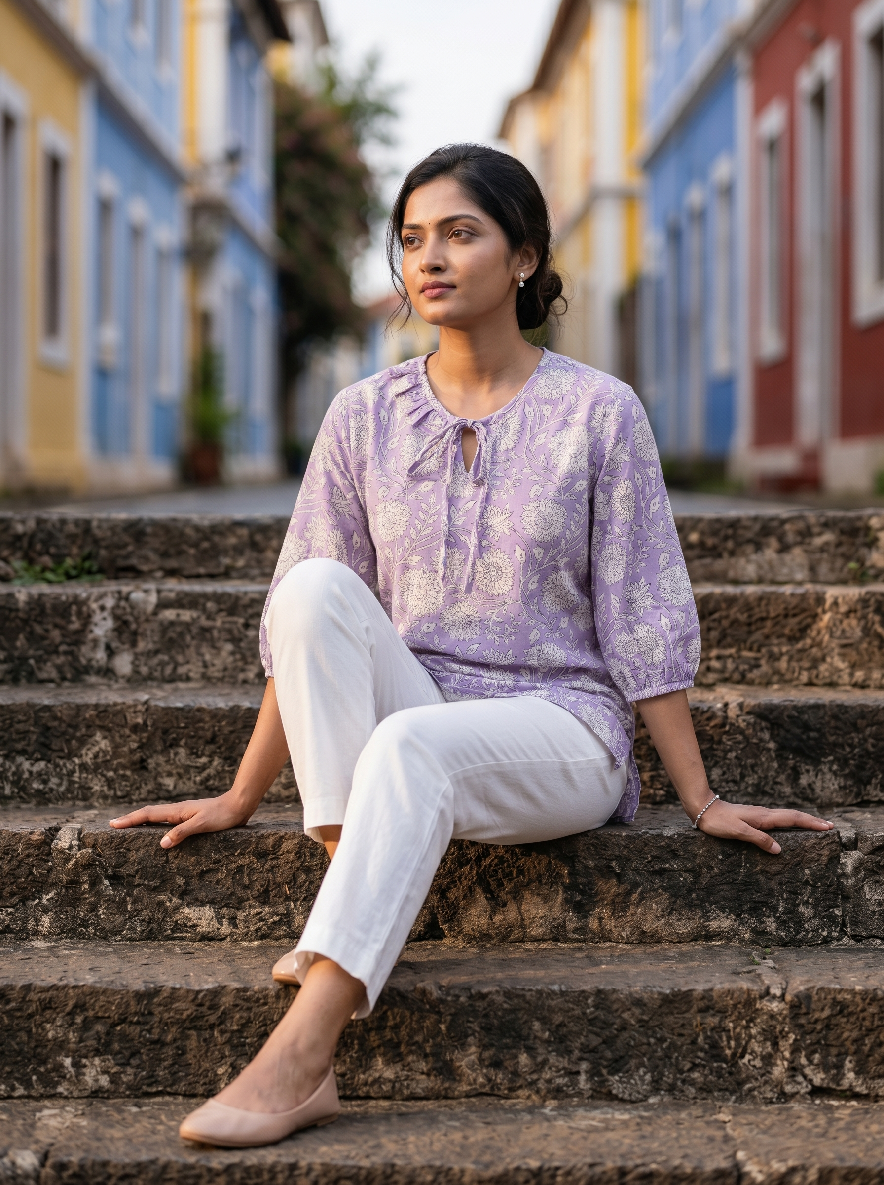Short Kurti 40 – Organic Cotton Short Kurti in Lavender Mist