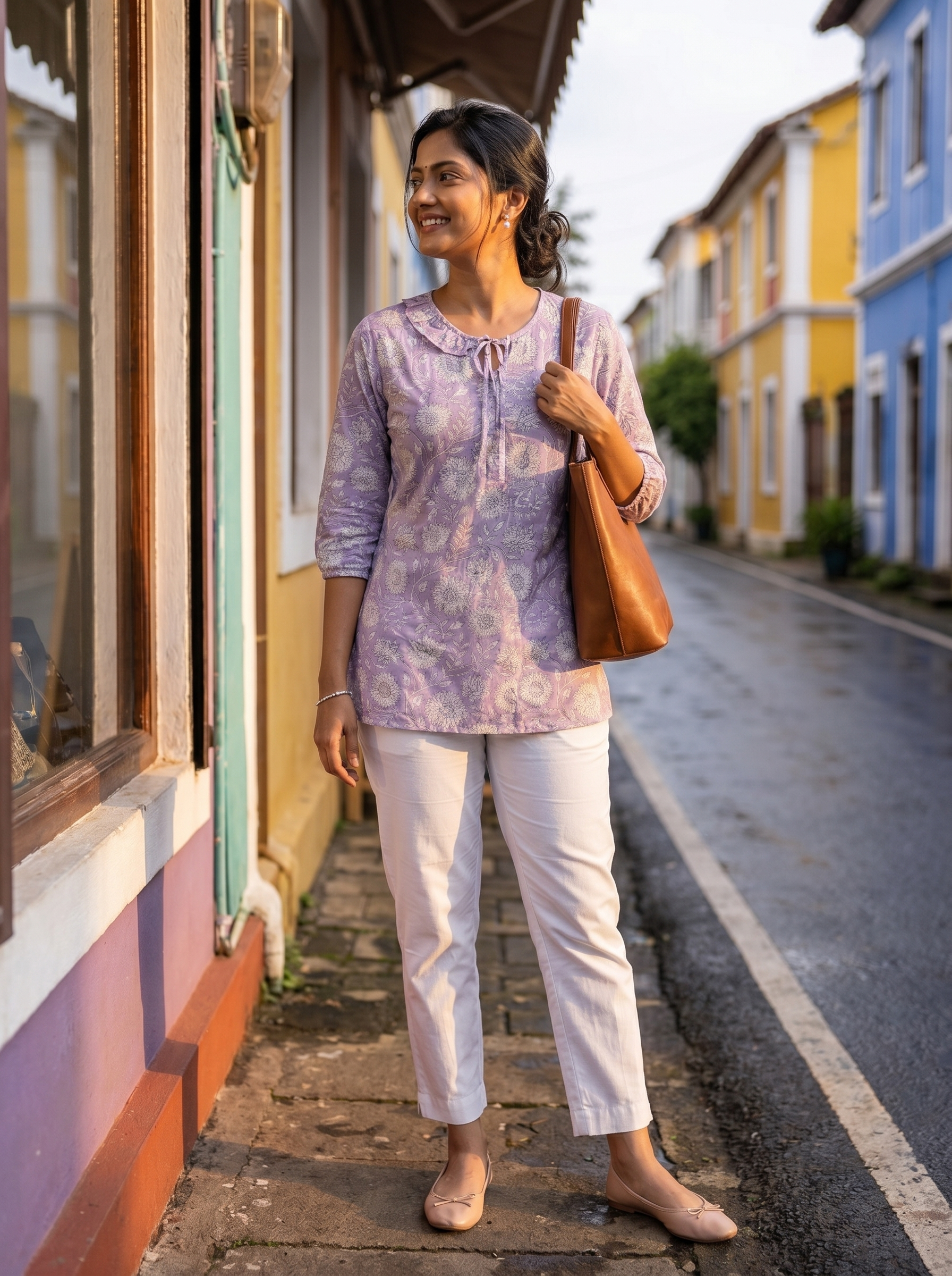 Short Kurti 40 – Organic Cotton Short Kurti in Lavender Mist