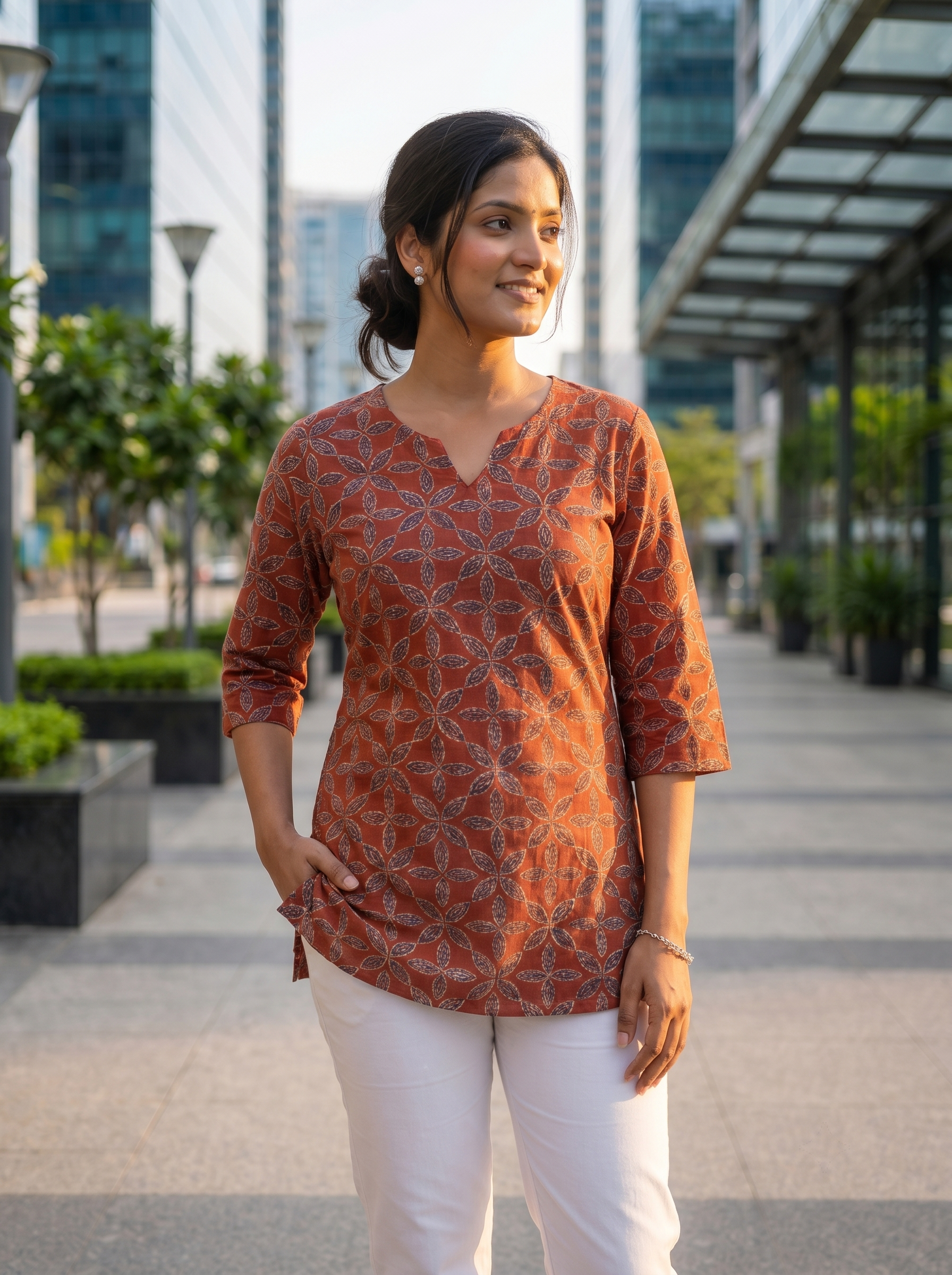 Short Kurti 41 – Organic Cotton Short Kurti in Rust Brown
