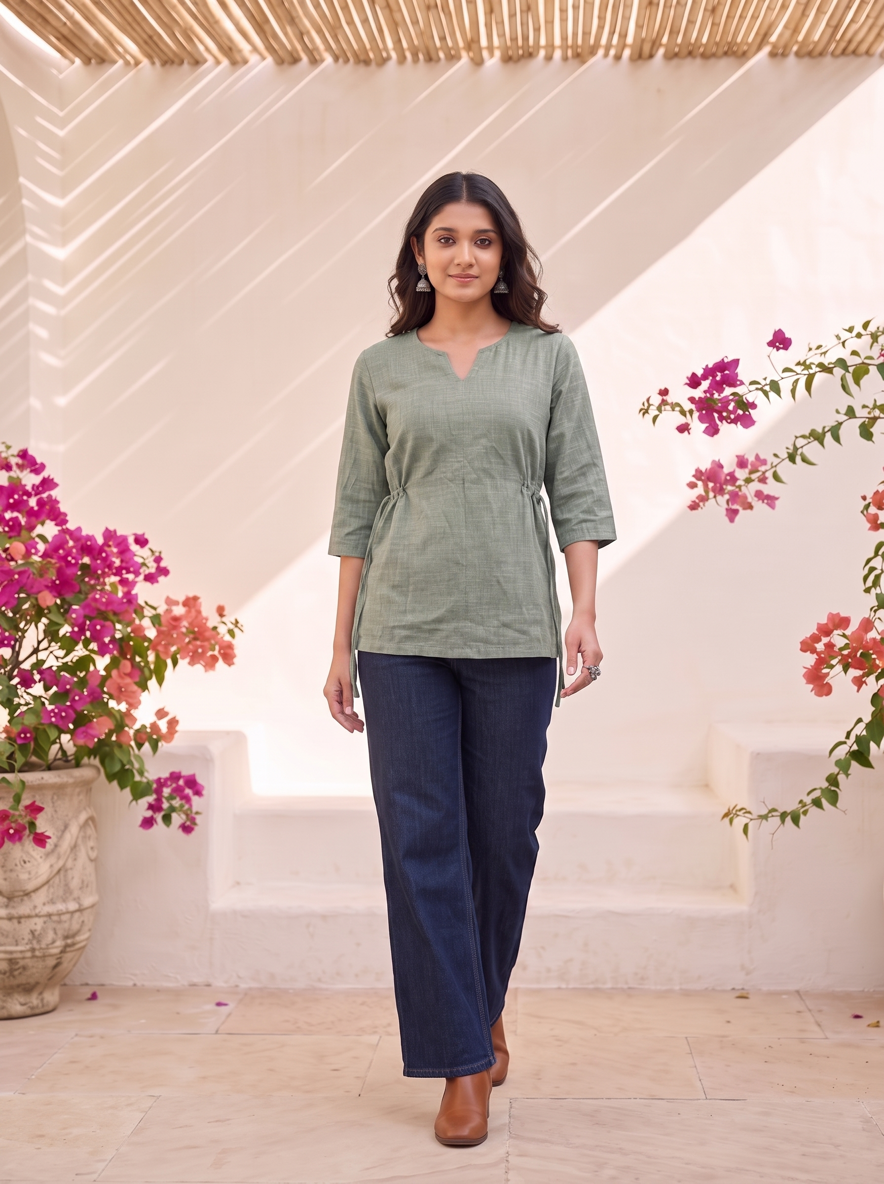 Short Kurti 52 – Organic Cotton Short Kurti in Sage Green