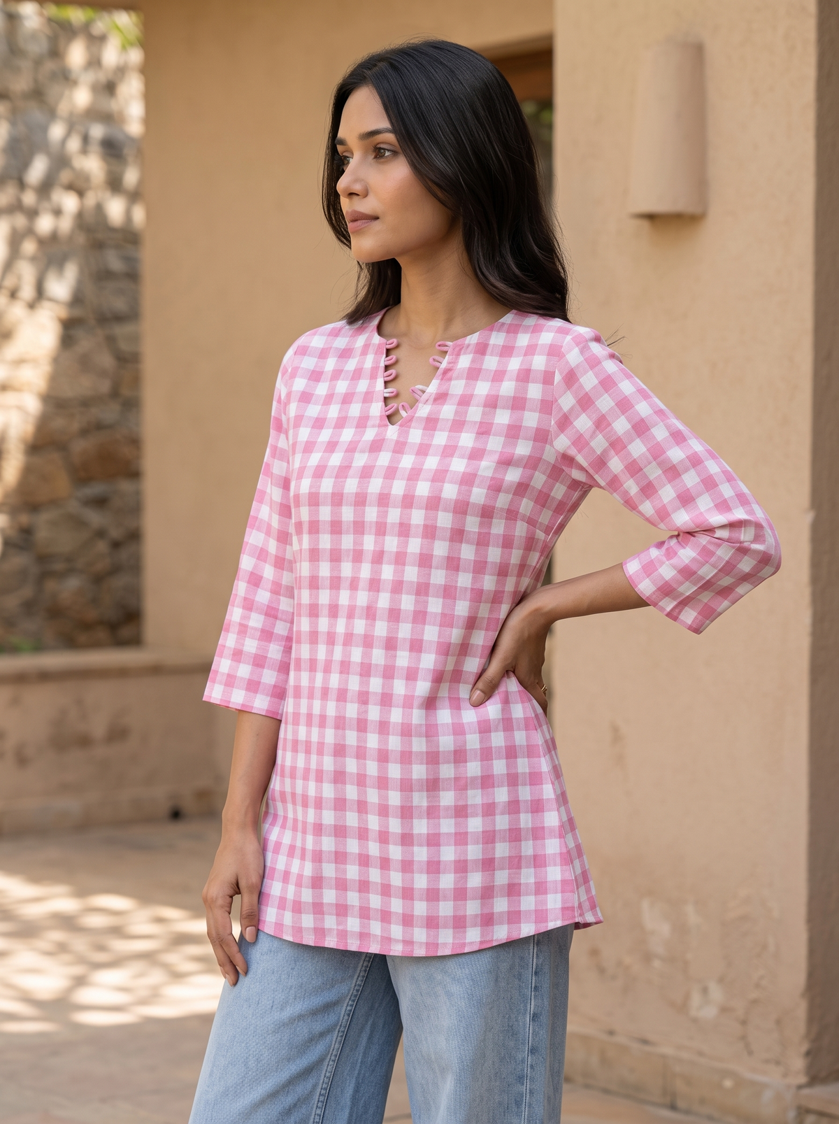 Short Kurti 59 – Organic Cotton Short Kurti in Pink