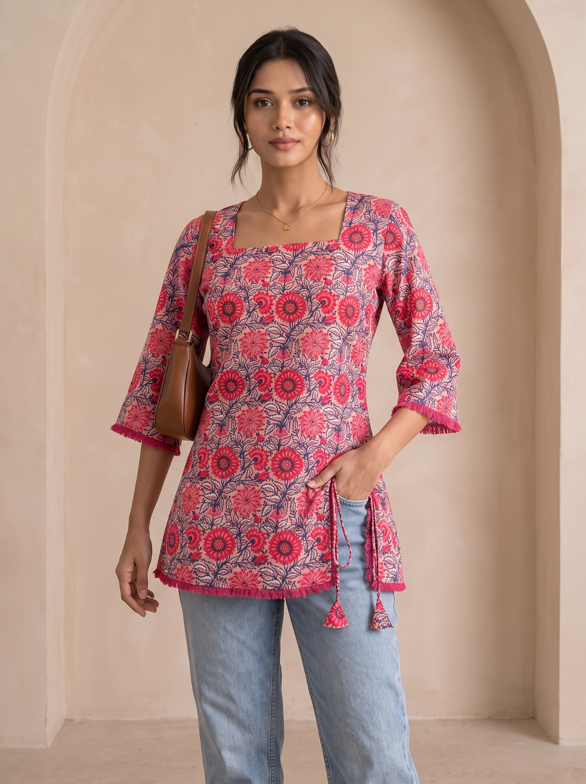 Short Kurti 63 – Organic Cotton Short Kurti in Pink
