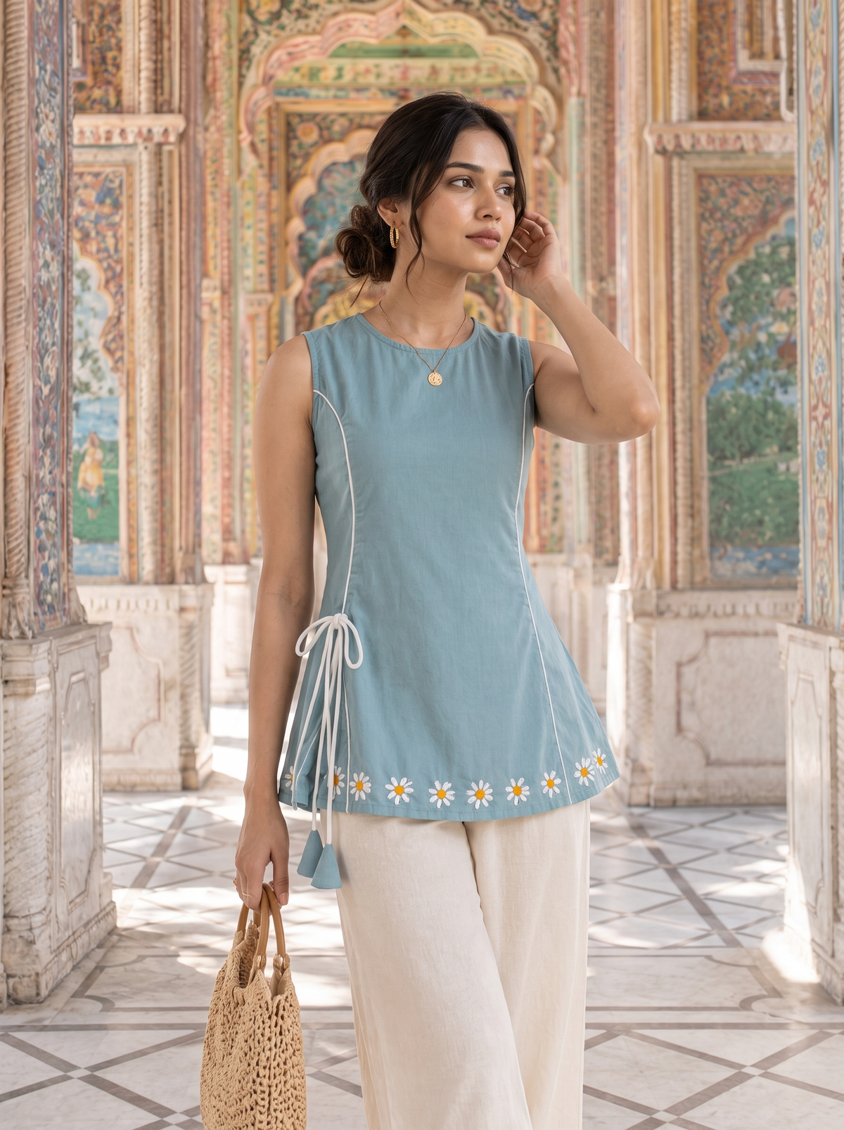Short Kurti 70 – Organic Cotton Short Kurti in Slate Blue
