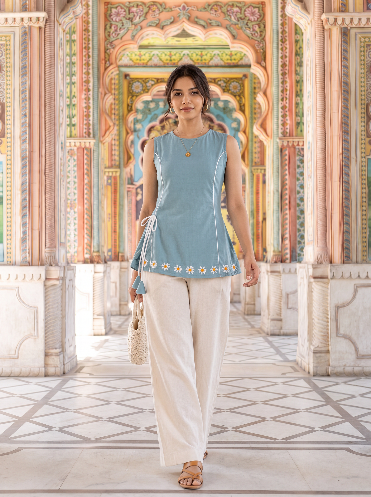Short Kurti 70 – Organic Cotton Short Kurti in Slate Blue