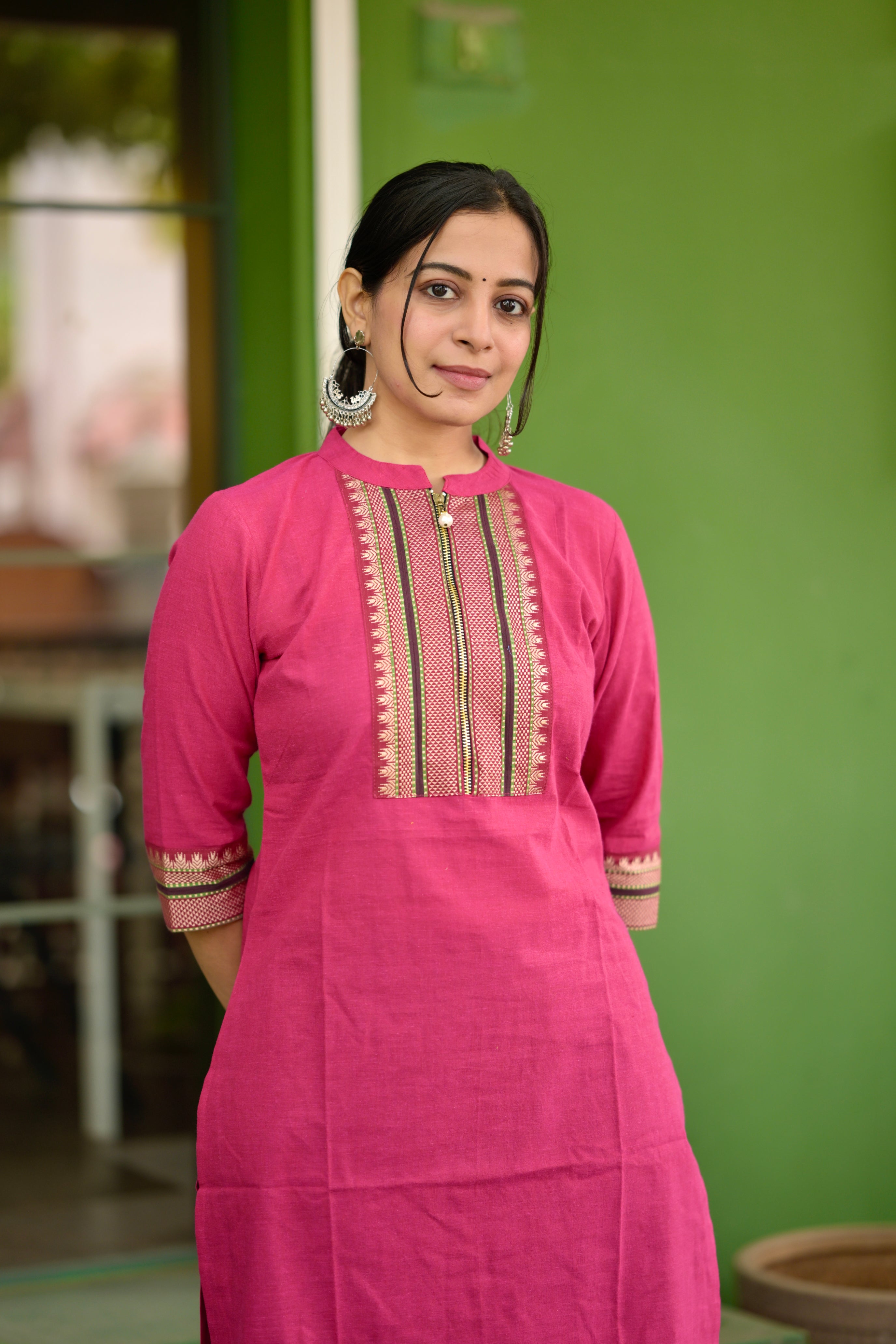 Nayanthara #9 -handloom cotton kurti in pink