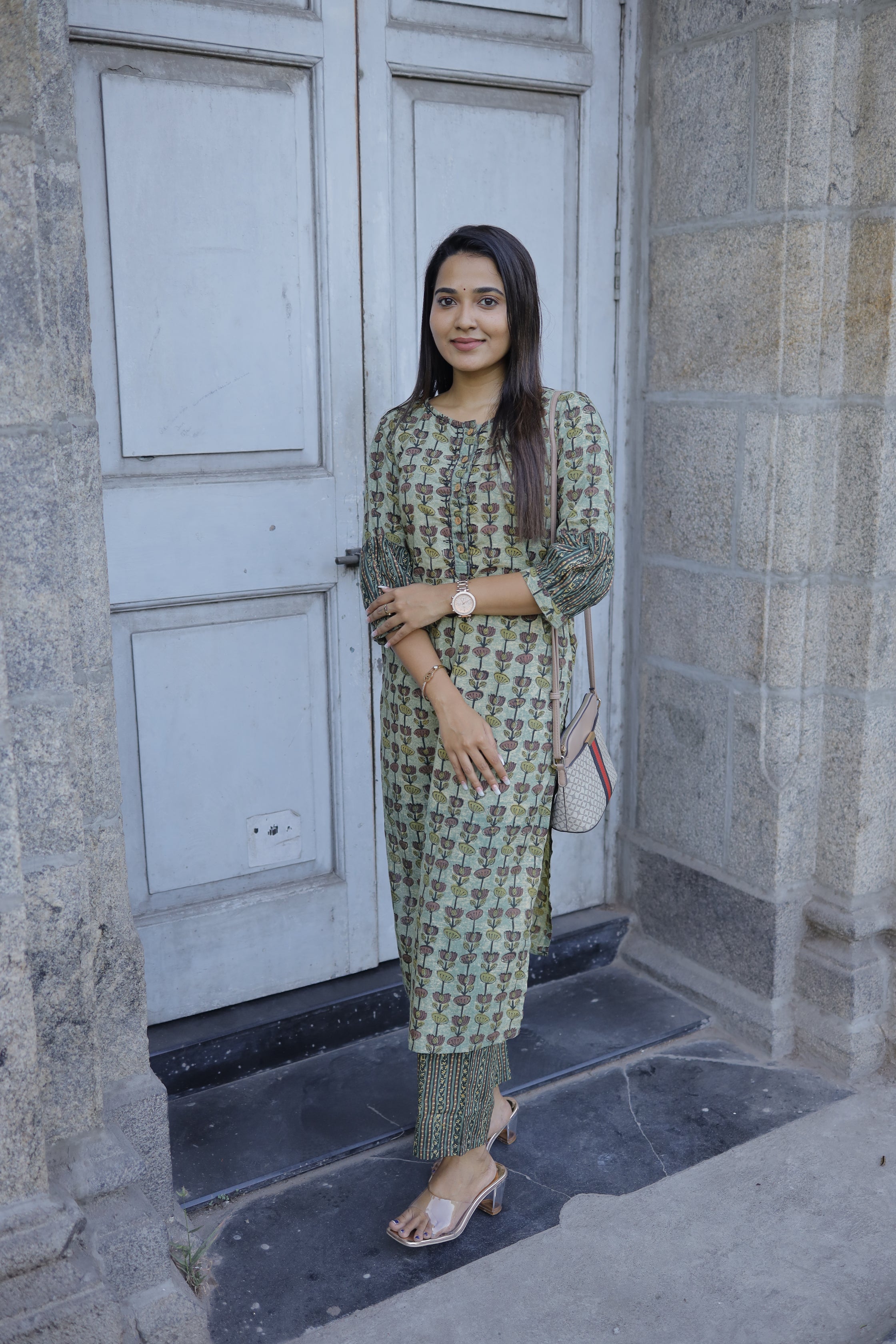 Namita - ajrakh dabu hand block printed kurta in green