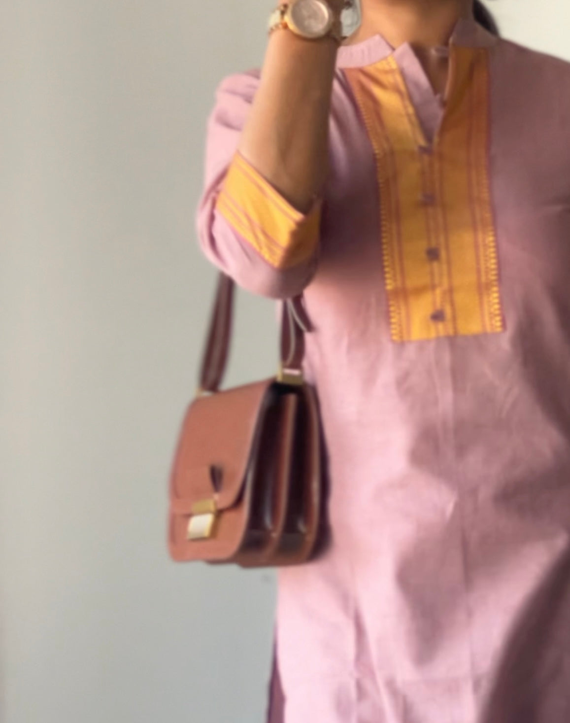 Nayanthara #15-handloom cotton kurti in light purple