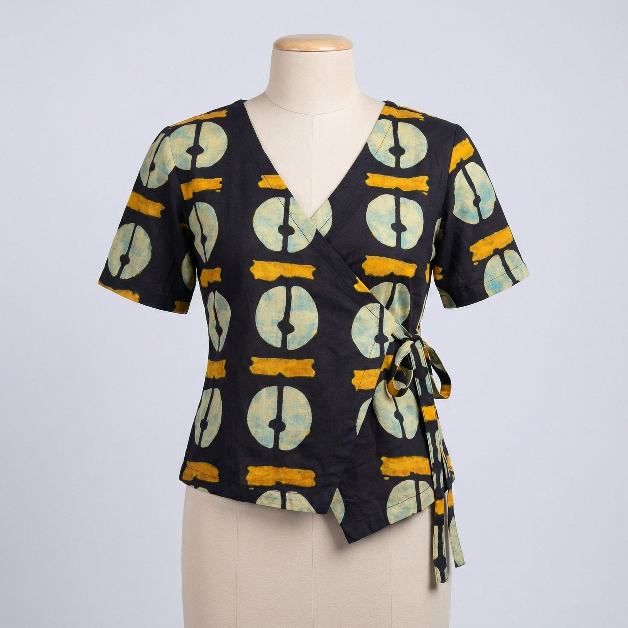 Crop top #93- handloom  organic wrap on cotton top in black