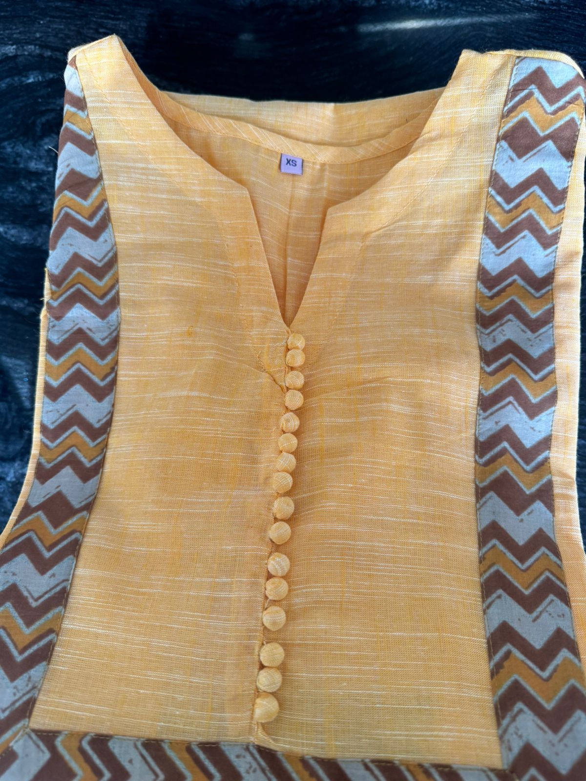 Pattern kurti 46- Handloom cotton kurti in yellow