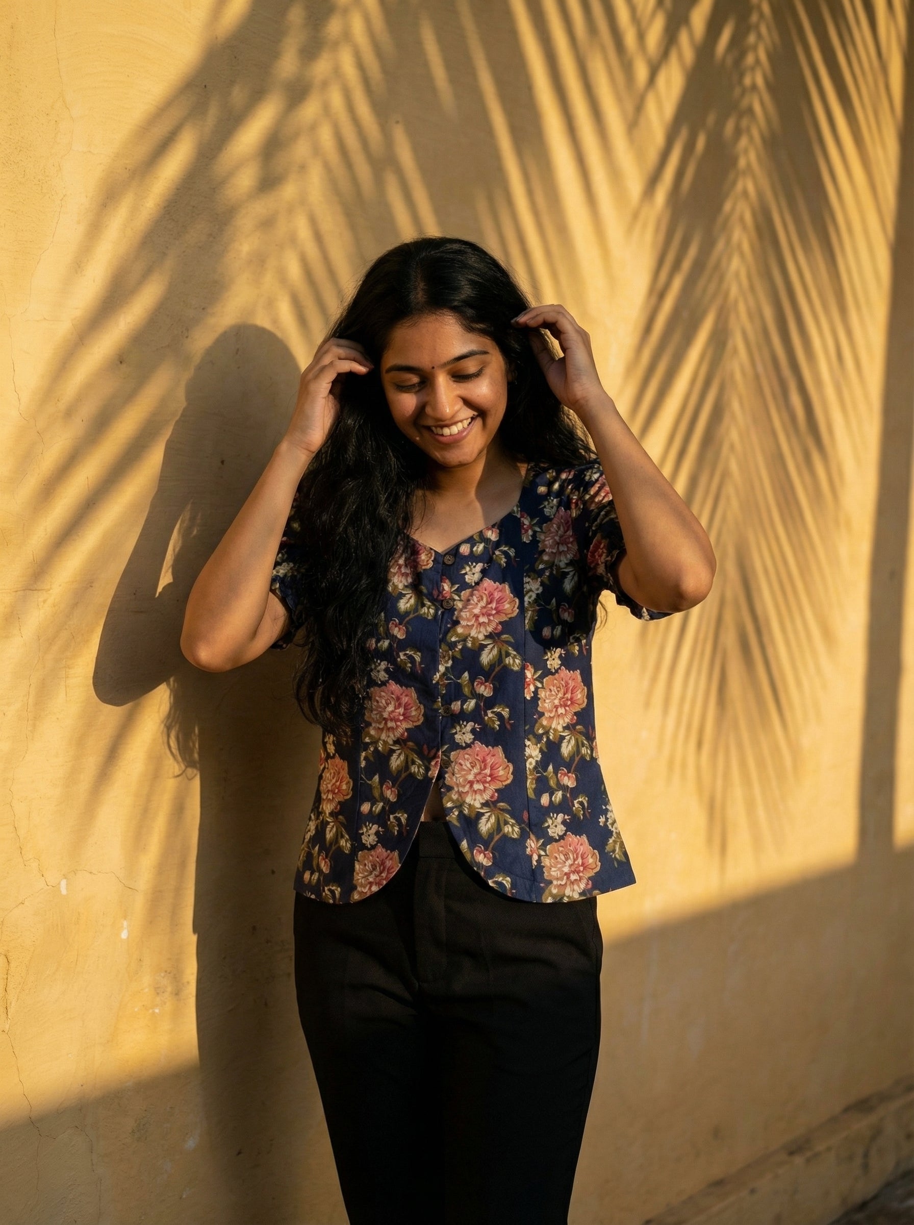 Crop top #42- handloom  organic cotton top in dark blue