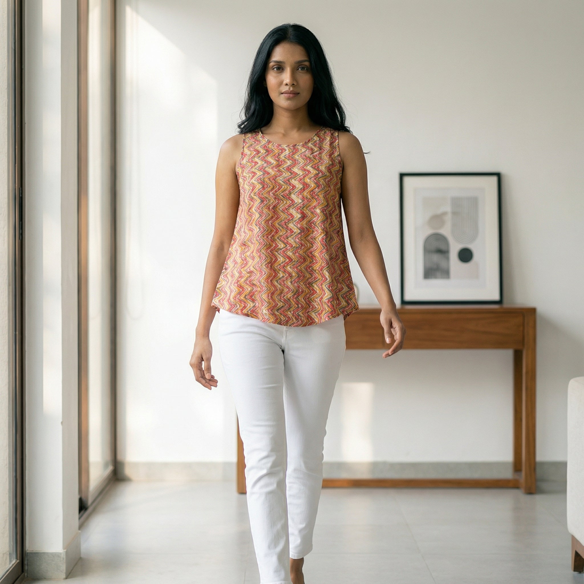 Crop top #63- handloom  organic A line cotton top in multi colour