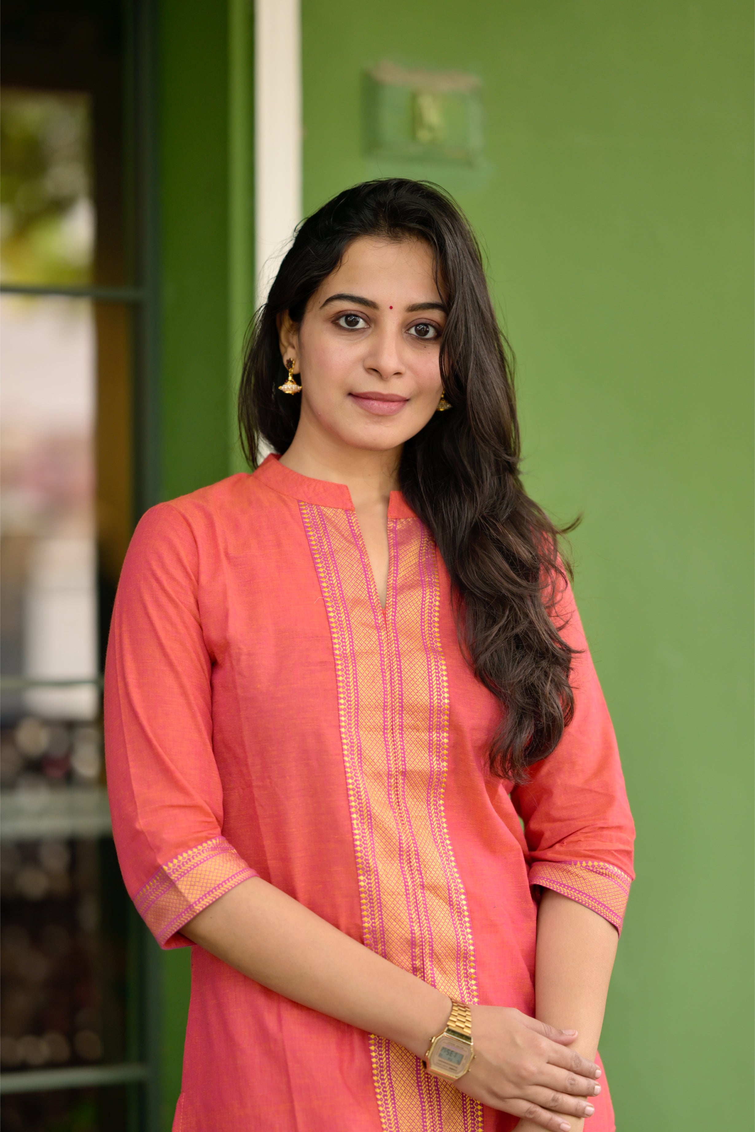 Nayanthara #7 -handloom cotton kurti in orange