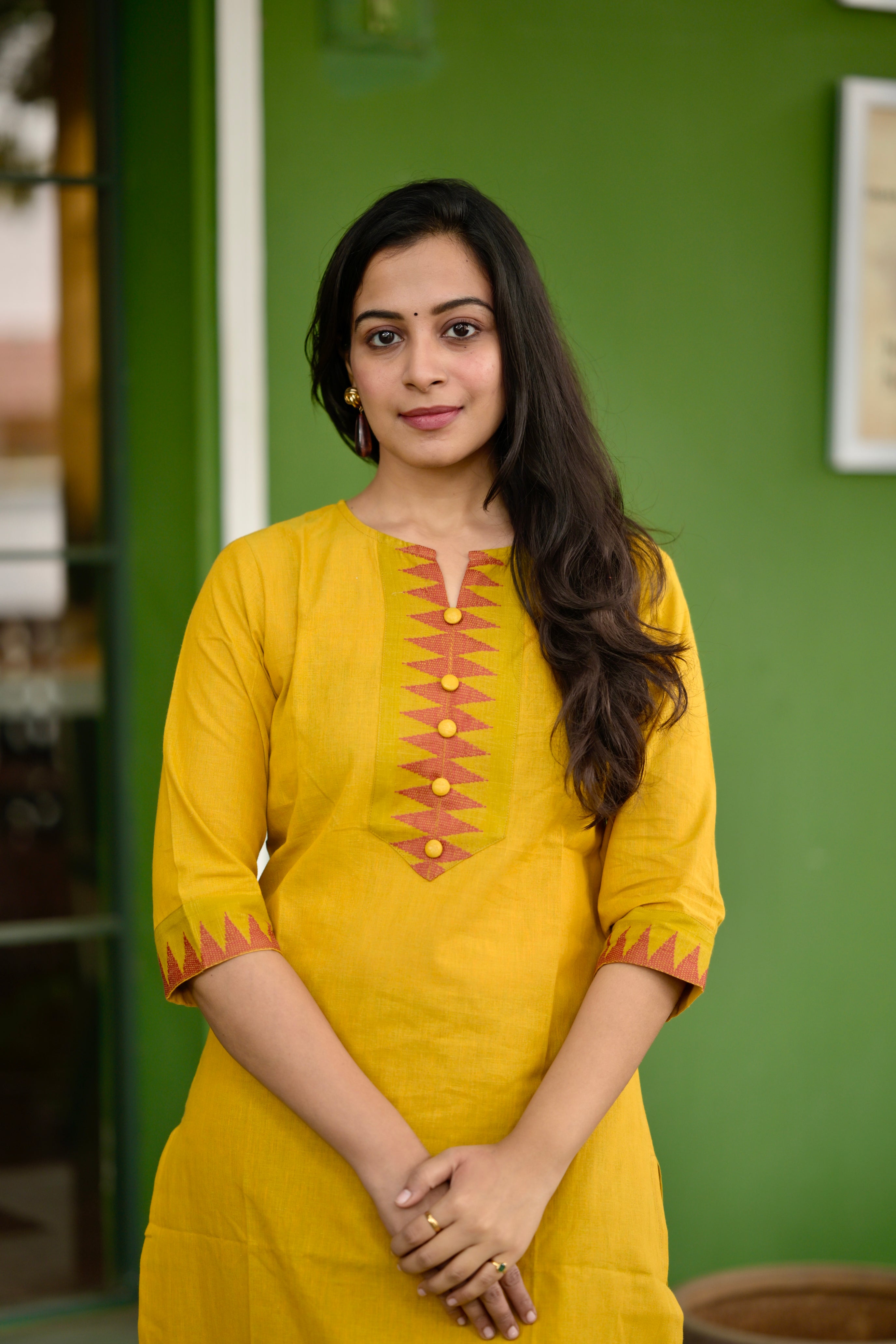 Nayanthara #3 -handloom cotton kurti in mustard yellow