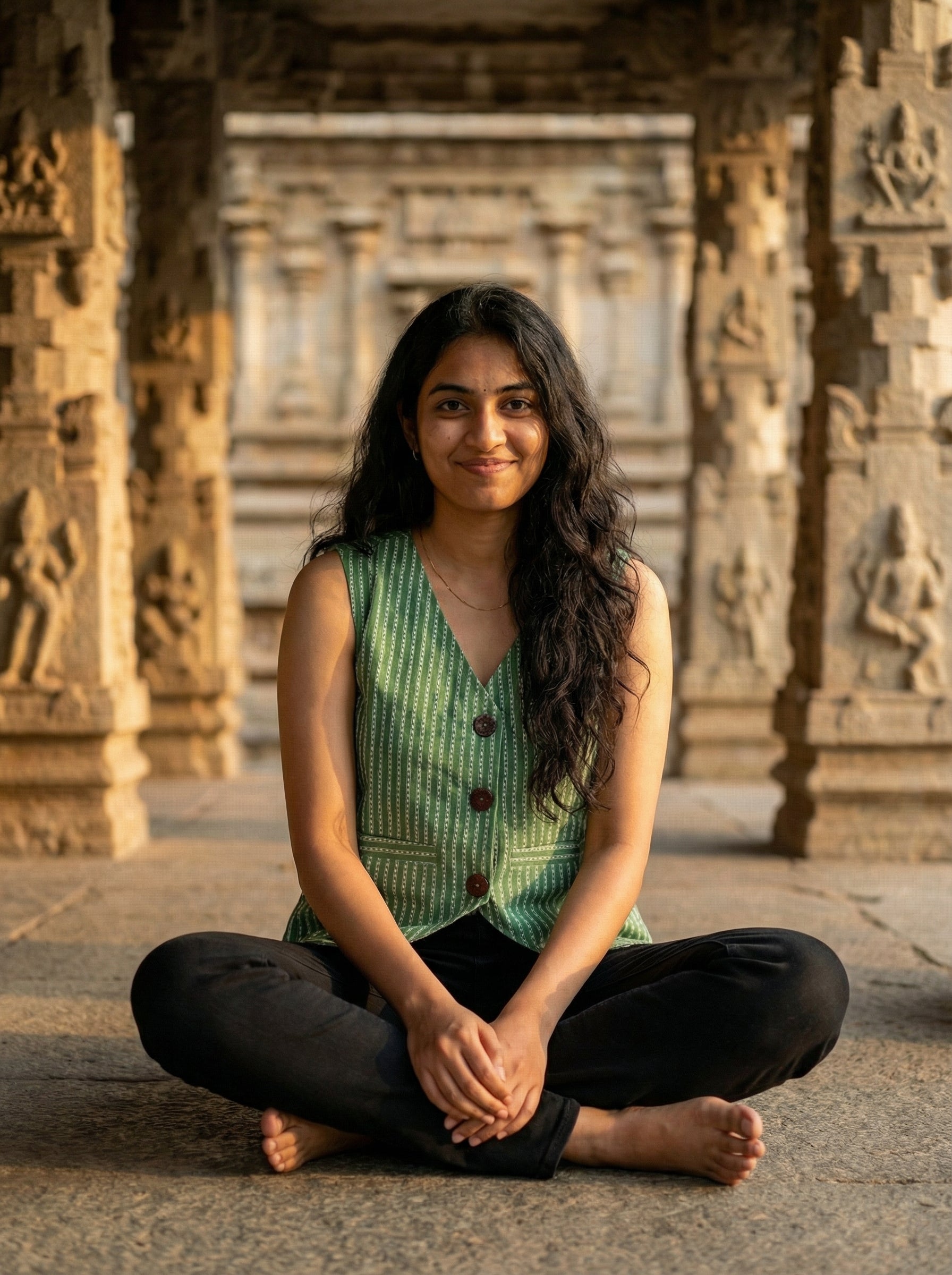 Crop top #34- handloom  organic cotton top in green