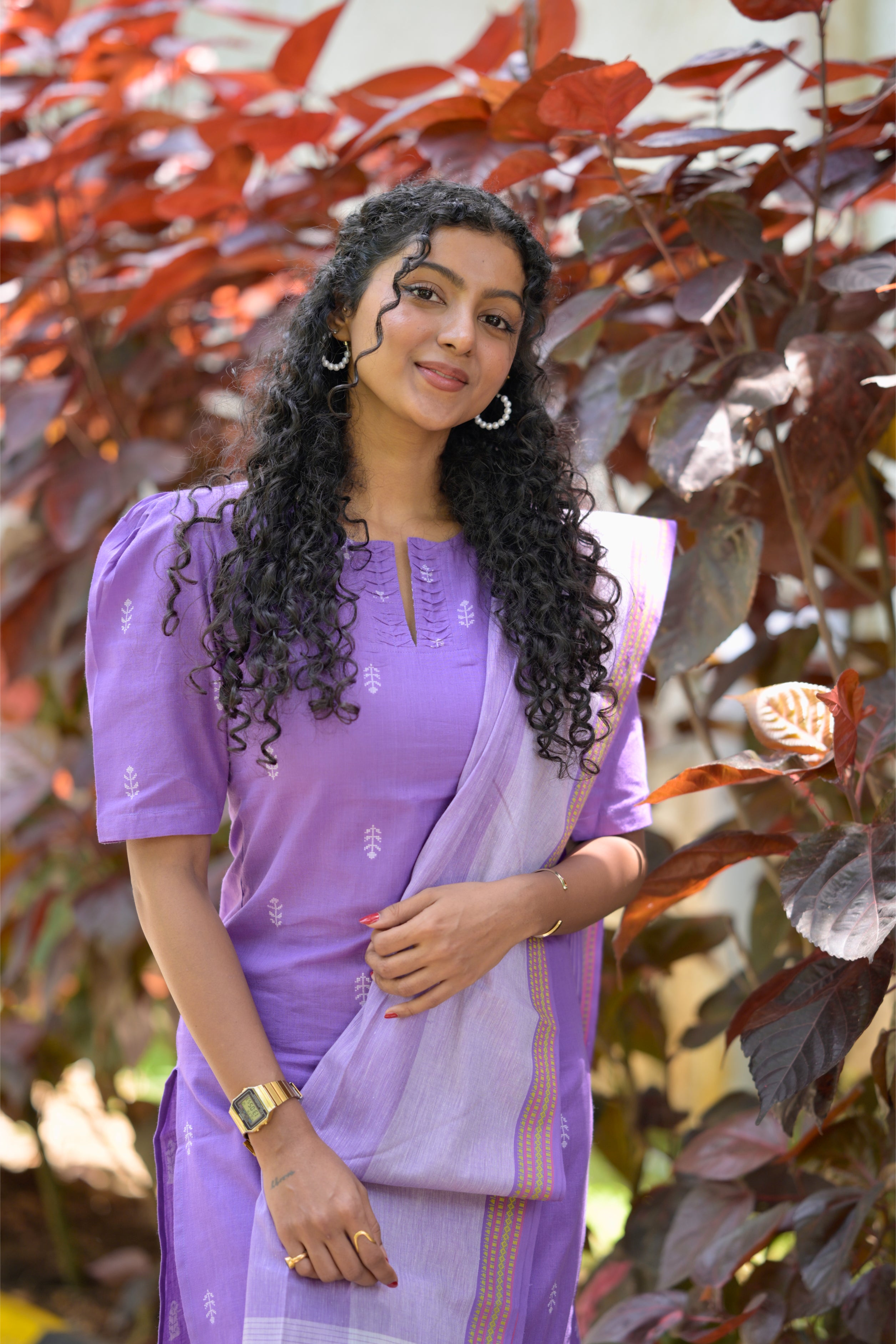 Padmashree ( lavender) - handloom cotton suit set in lavender