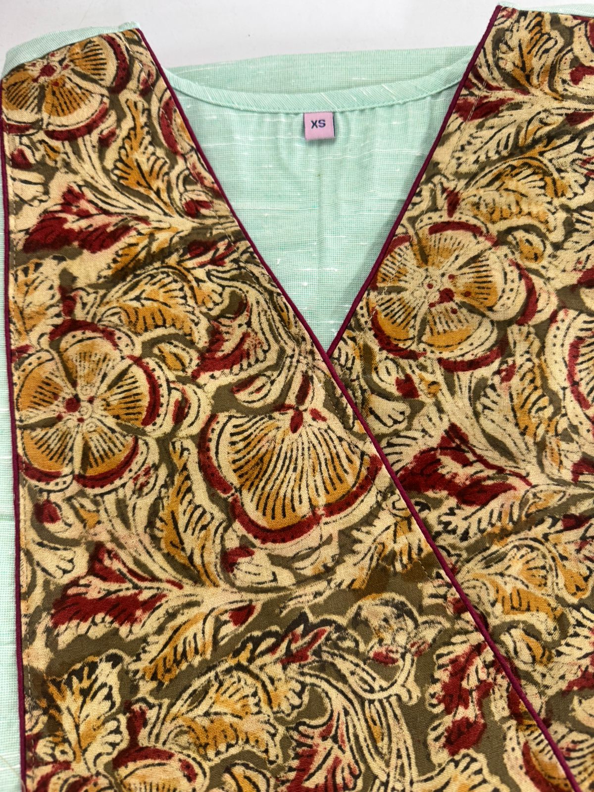 Pattern kurti 43- Handloom cotton kurti in mint green