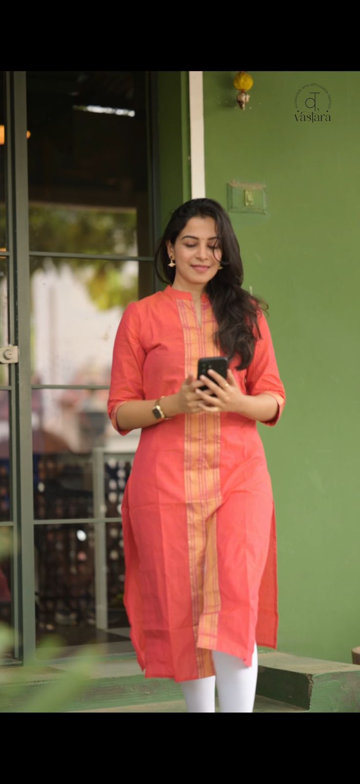 Nayanthara #7 -handloom cotton kurti in orange