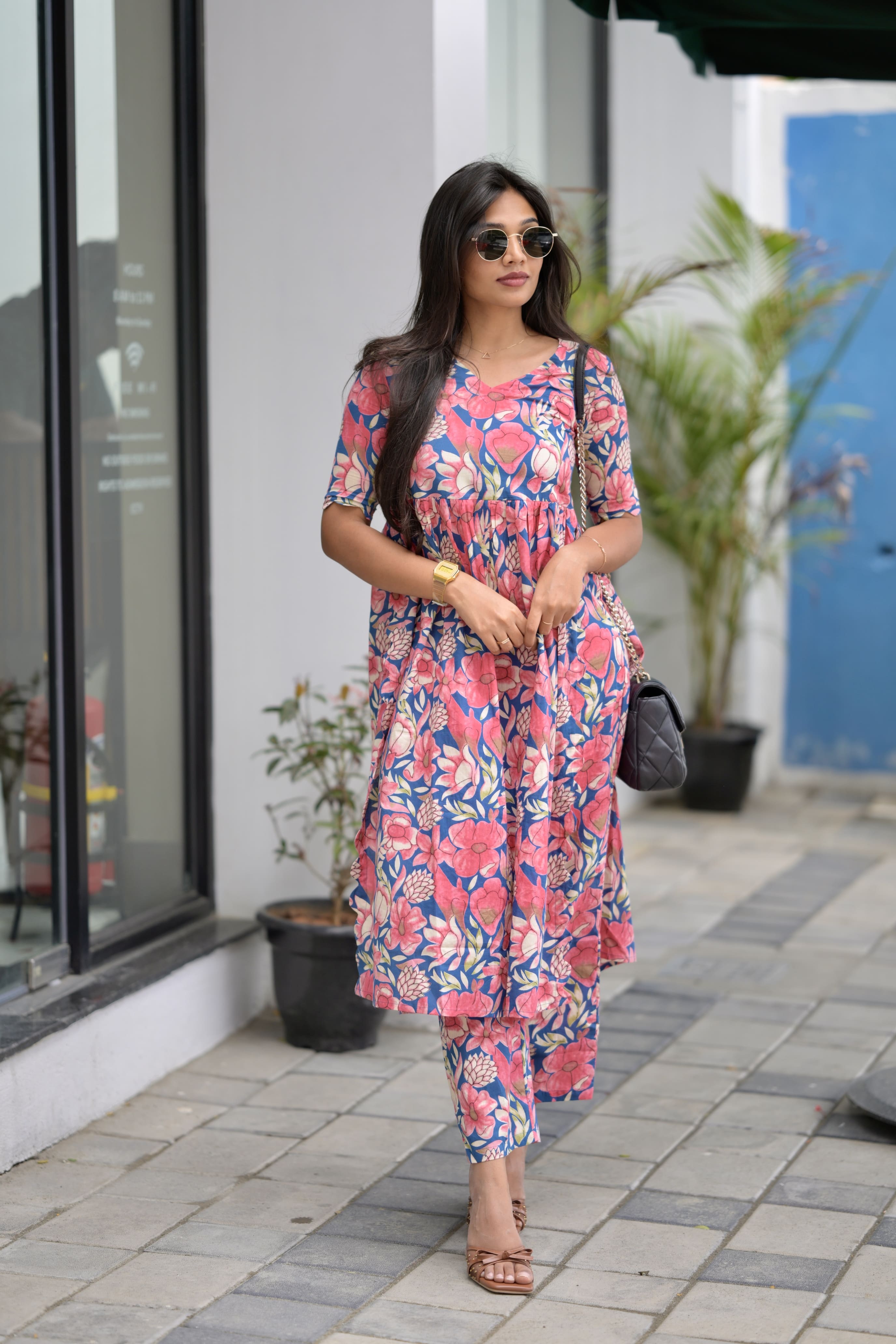 Iyla Malliga - floral hand block printed cotton kurta set