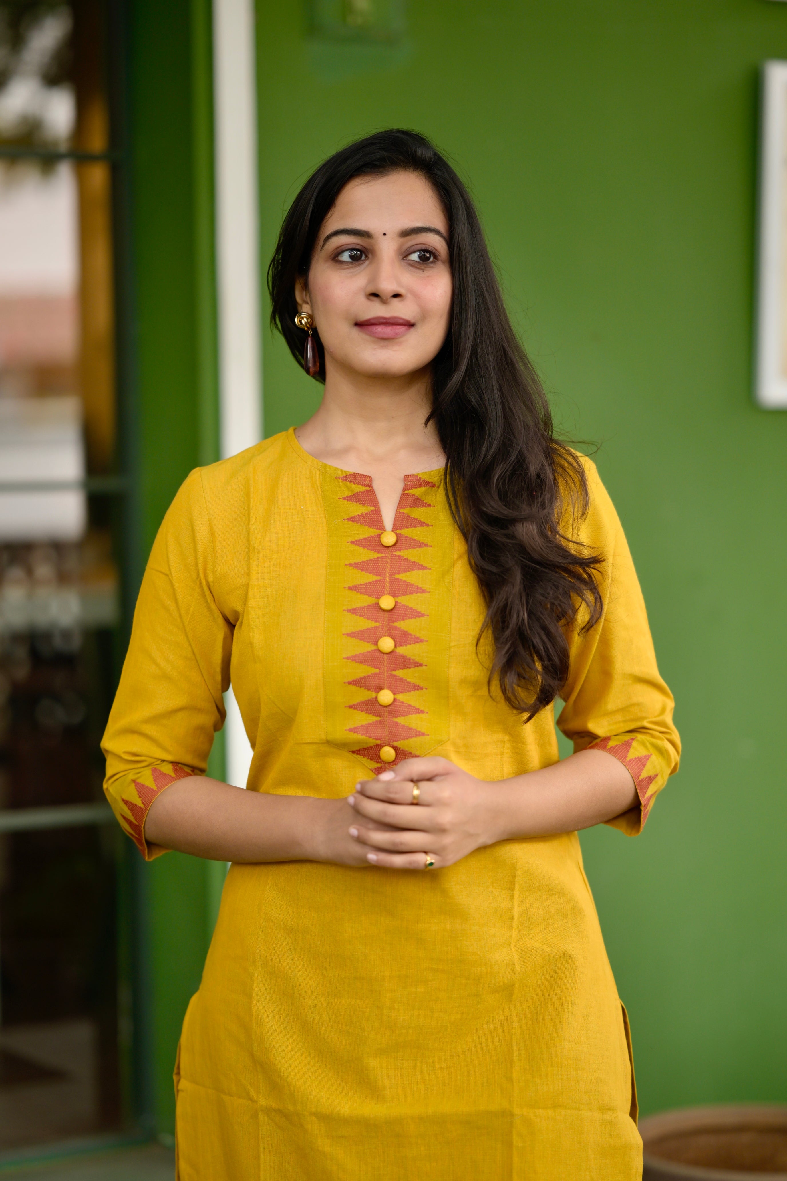 Nayanthara #3 -handloom cotton kurti in mustard yellow