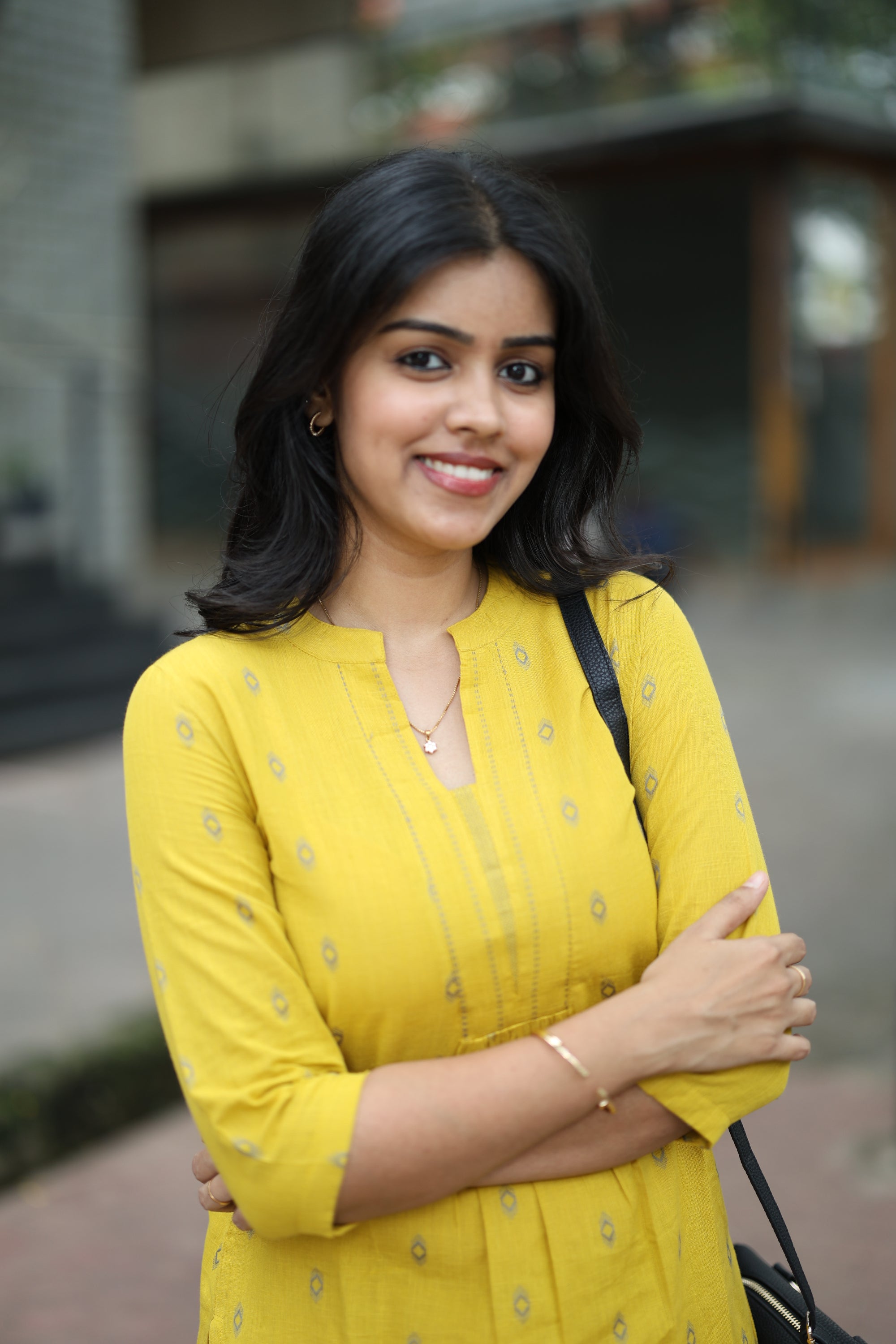 Sayuri - handloom cotton kurta set in yellow colour