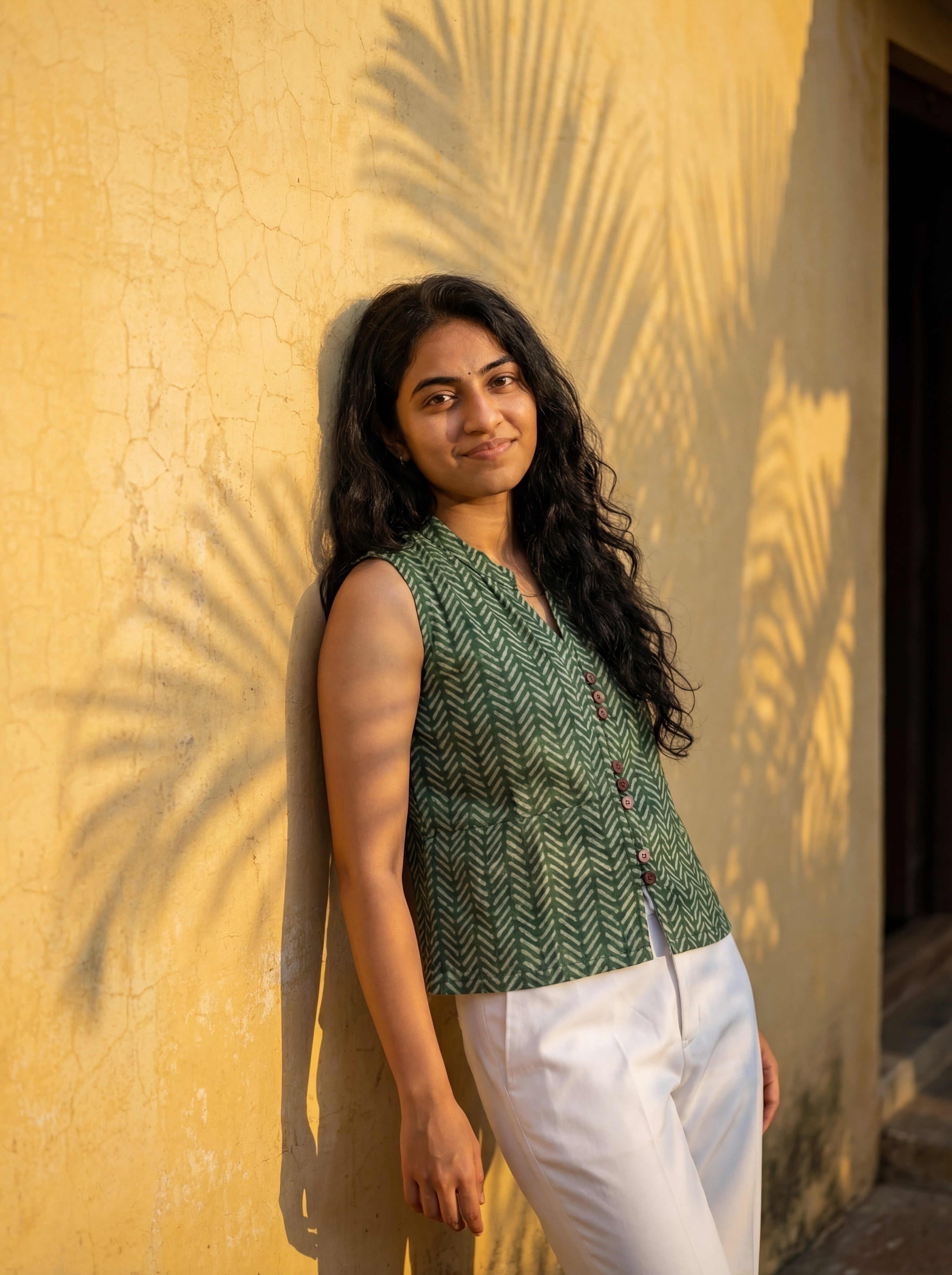 Crop top #47- handloom  organic cotton top in green