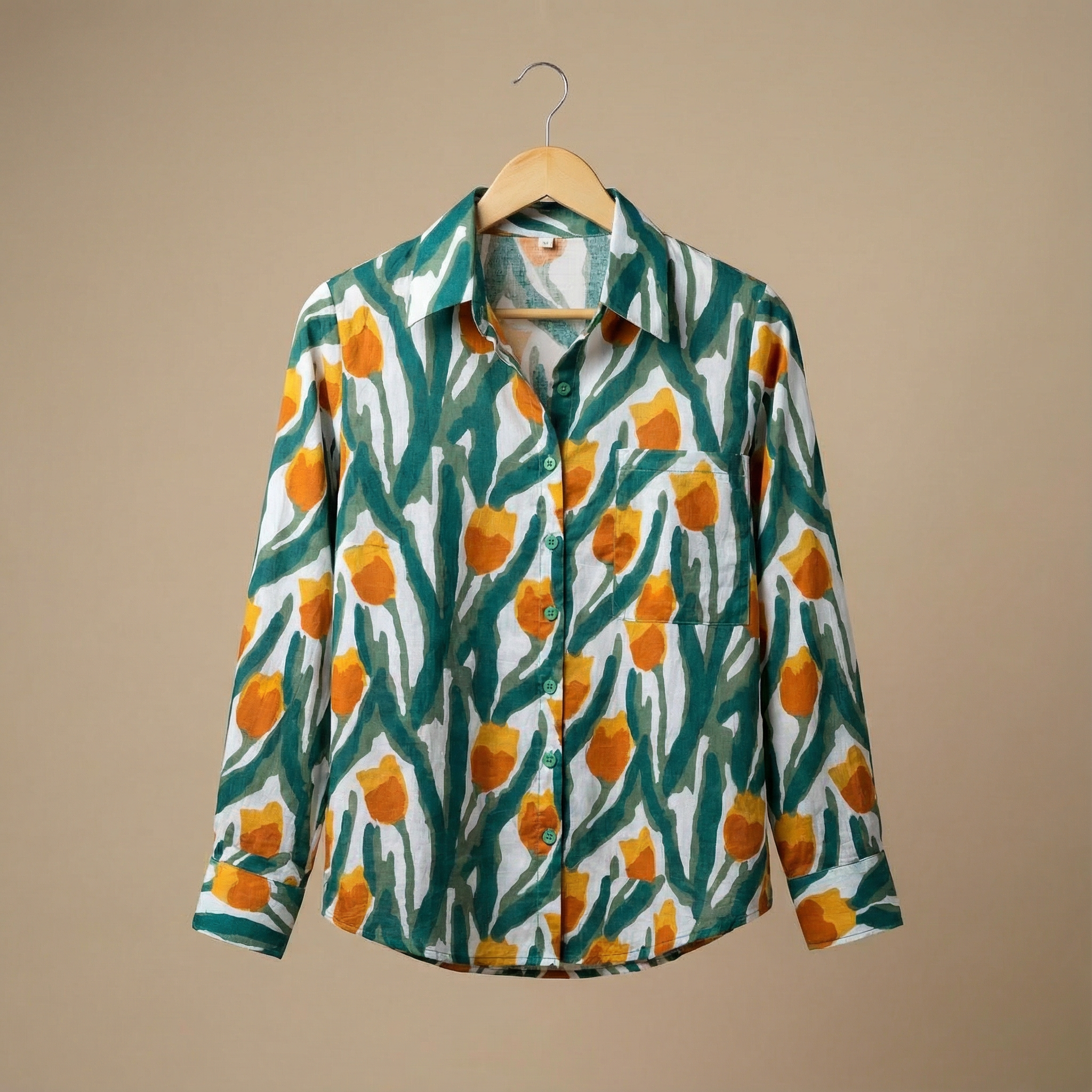 Women's shirt 8 -multi colour floral printed organic cotton shirt