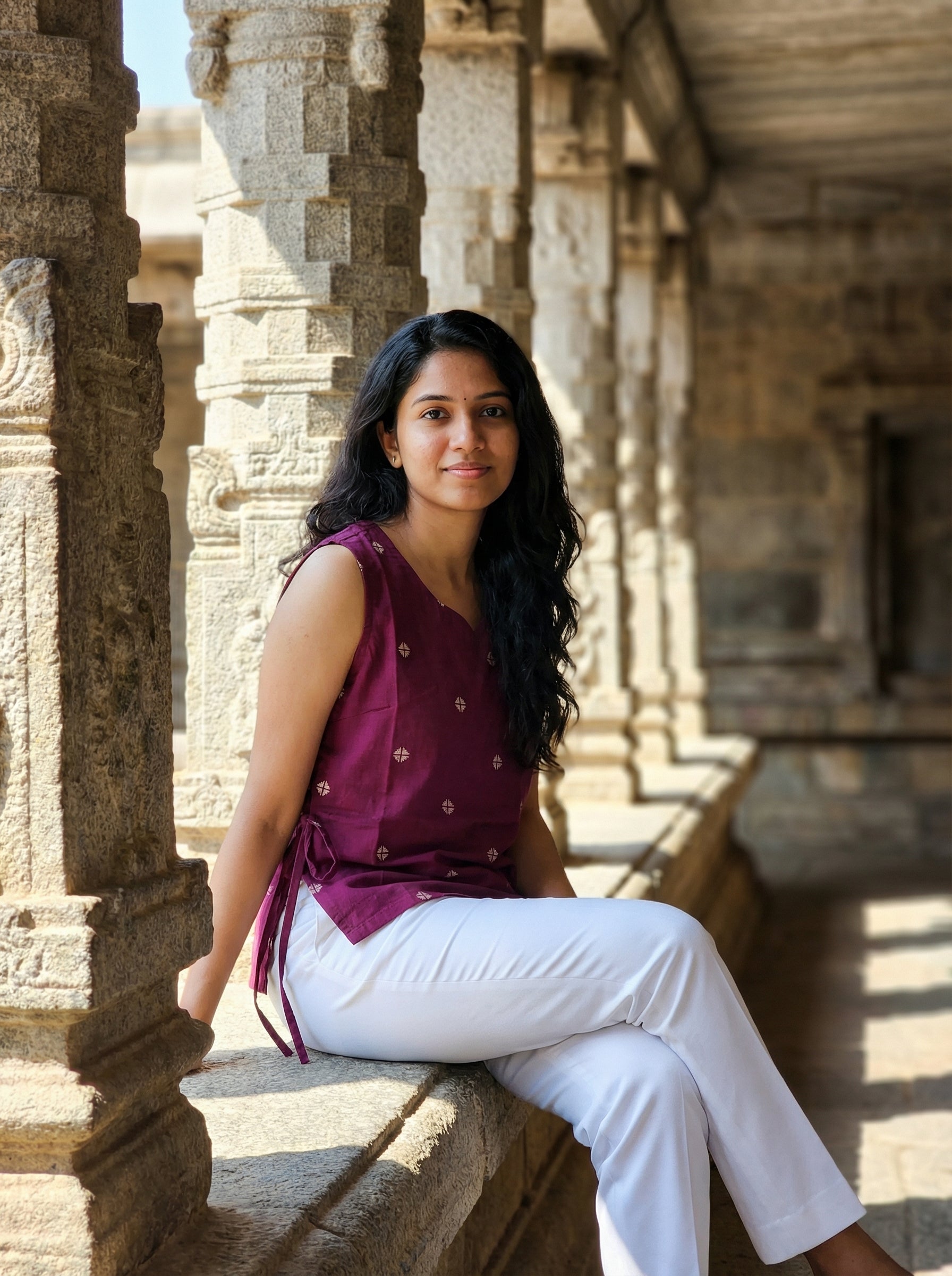 Crop top #26- handloom  organic cotton top in wine