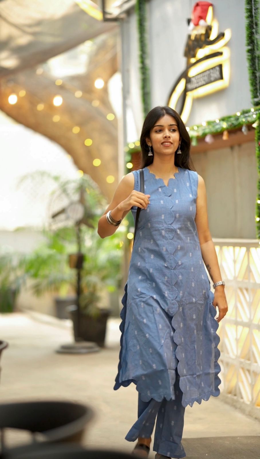 Sarika - handloom cotton kurta set in denim blue