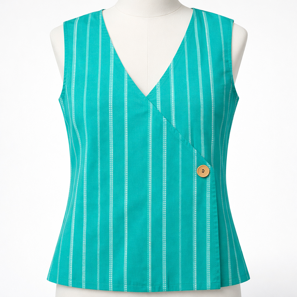Crop top #84- handloom  organic cotton top in turquoise
